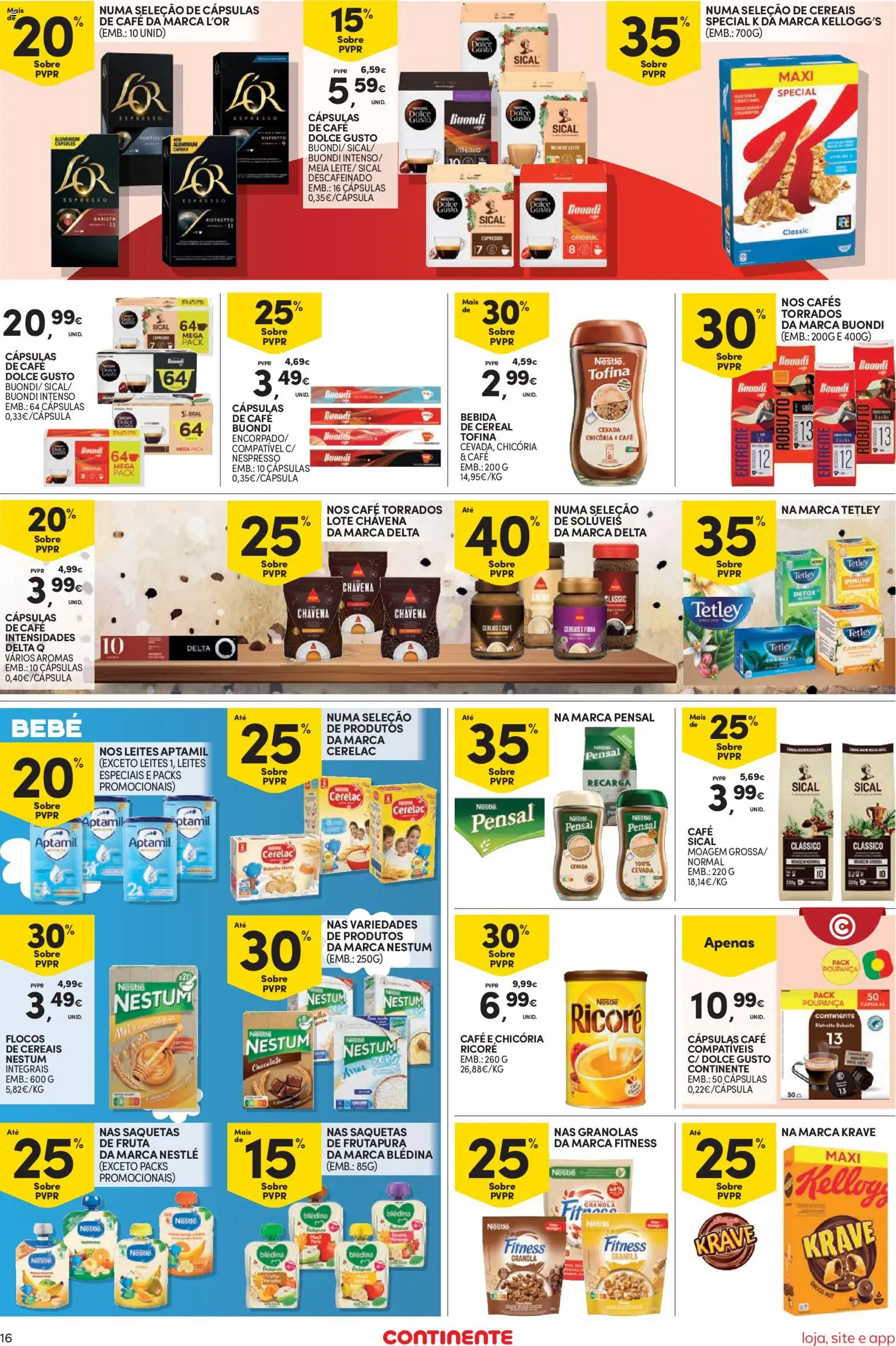 Continente Semanal Continente Bom Dia │ válido de 25.11.2025 | Página: 16 | Produtos: Leite, Café, Chá, Cereais