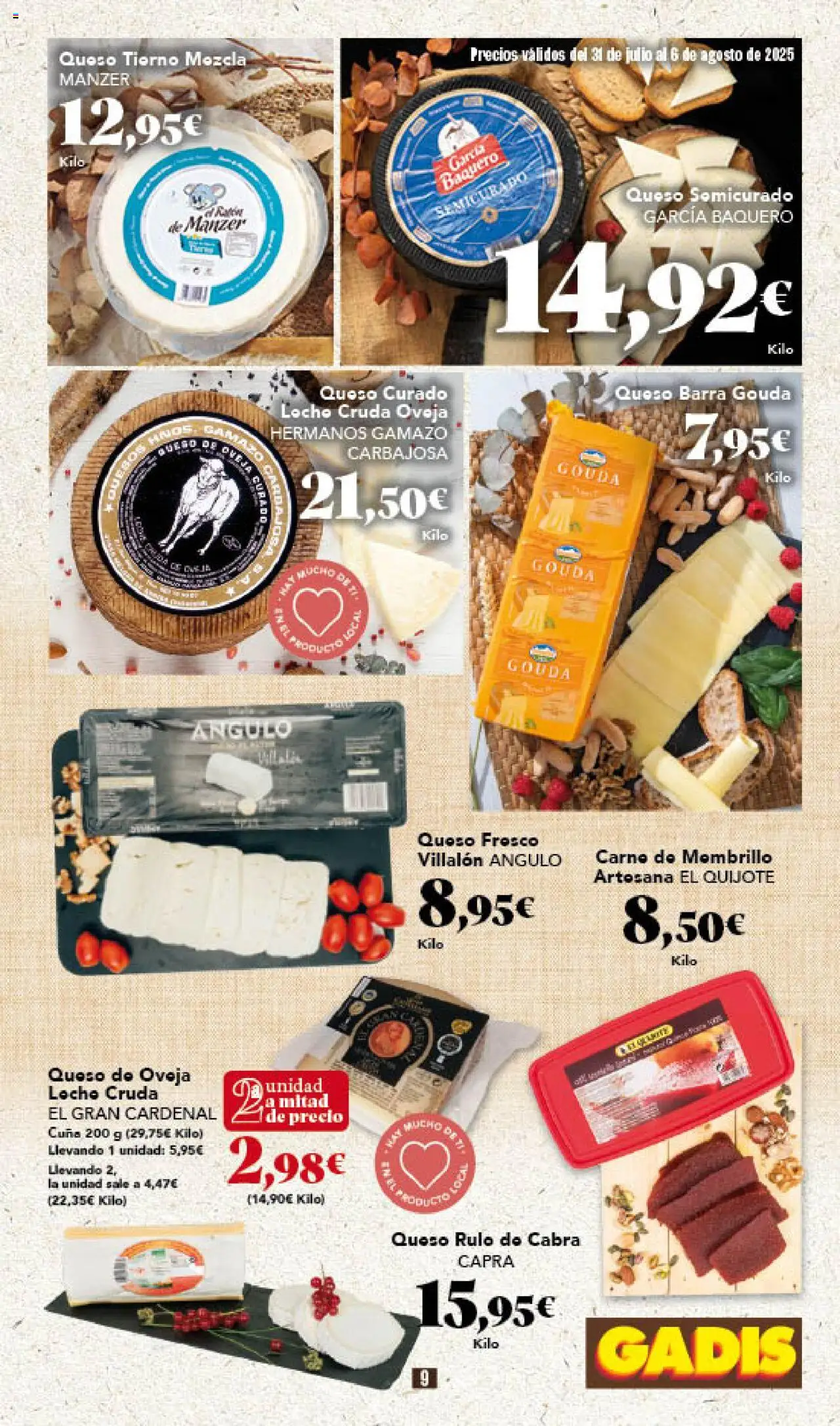 Gadis folleto │ válido desde el 31.07.2025 | Página: 9 | Productos: Queso de oveja, Queso, Queso fresco, Cuna