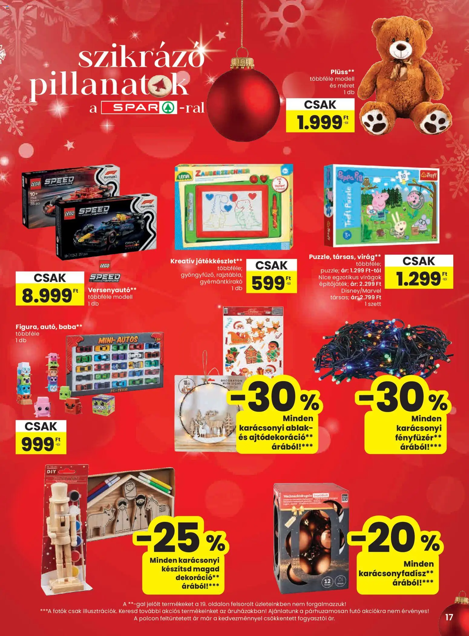 Spar akciós ujság - amely érvényes a következő dátumtól: 13.11.2025 | Oldal: 17 | Termékek: Puzzle, Ablak, Plüss, Karácsonyfadísz