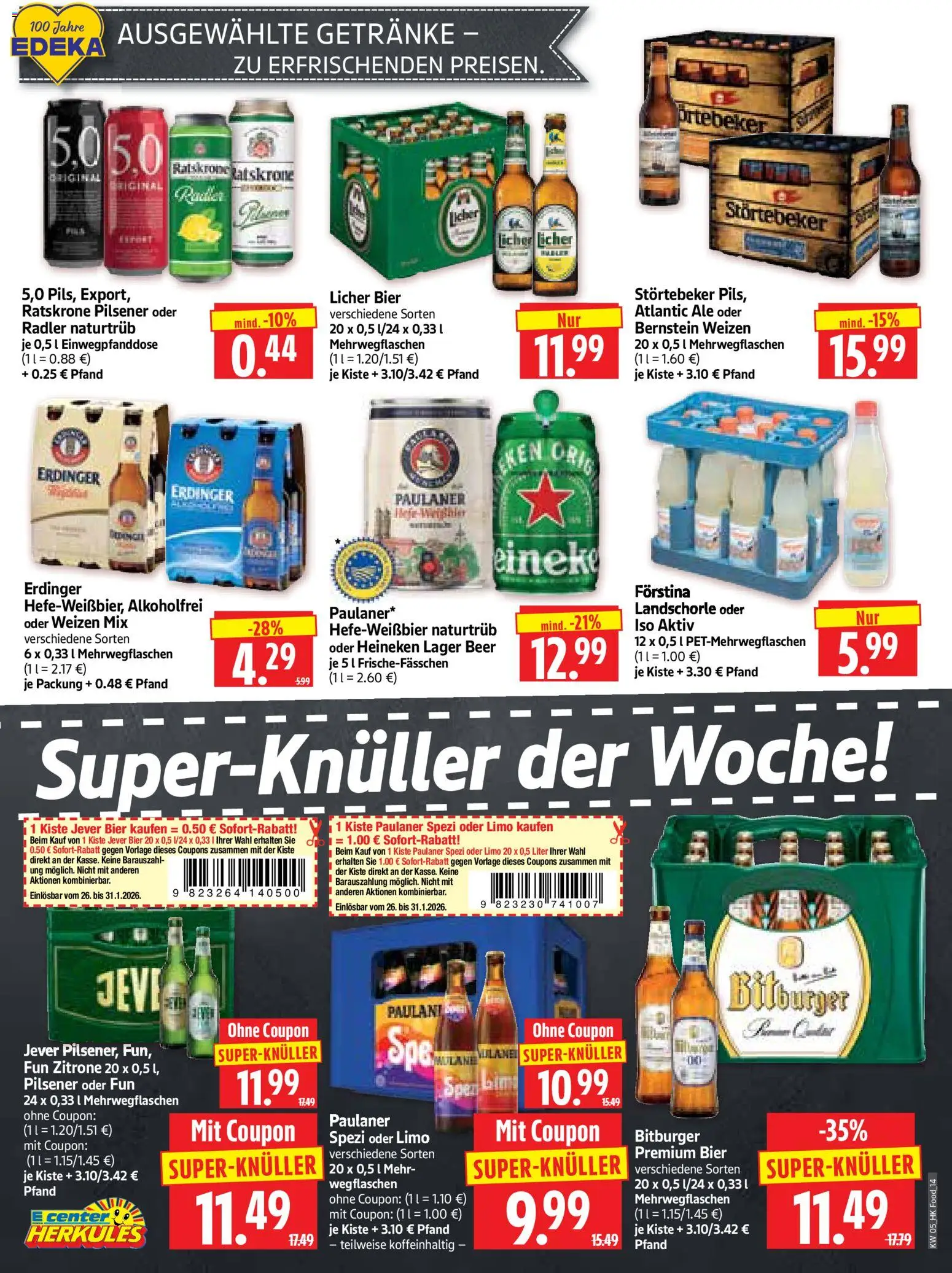 HERKULES Prospekt 	 – gültig ab 26.01.2026 | Seite: 14 | Produkte: Bitburger, Burger, Radler, Jever
