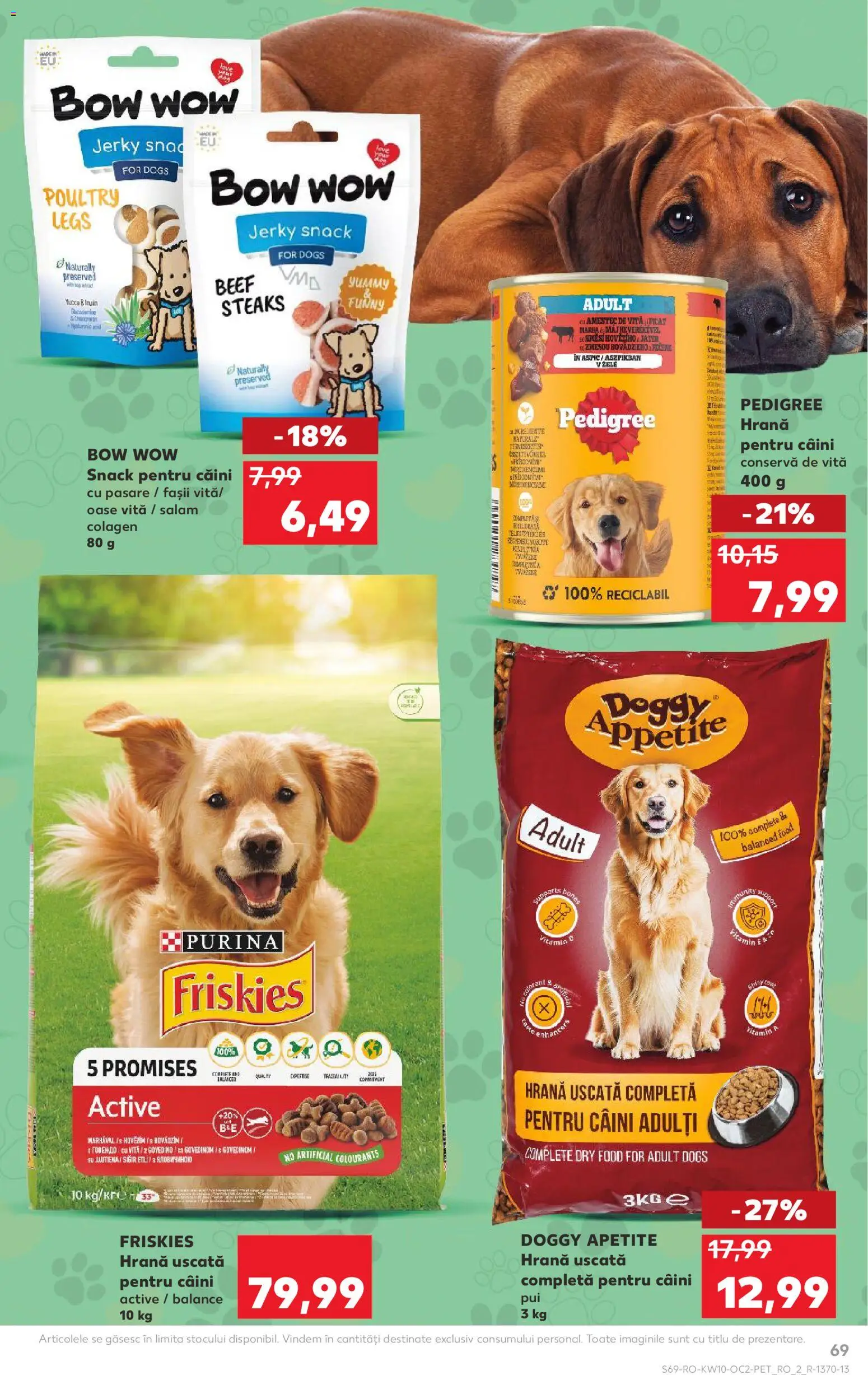 Noul catalog Kaufland – valabil de la 04.03.2026 | Pagină: 69 | Produse: Hrană pentru câini, Hacıyatmaz Kedi Oyuncağı, Salam