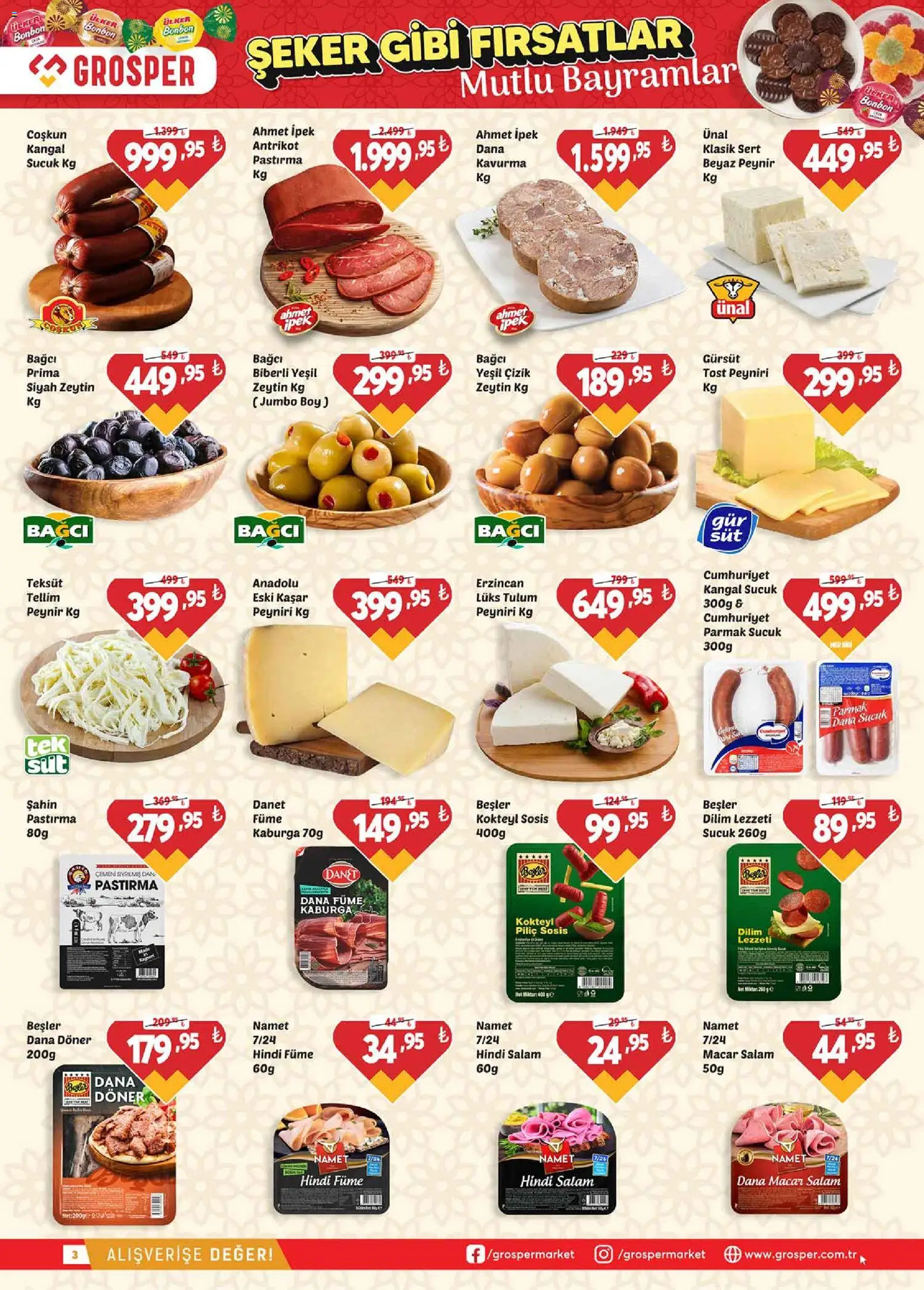 Grosper Katalog - 13.03.2026 tarihinden itibaren geçerlidir | Sayfa: 3 | Ürünler: Döner, Sosis, Hindi füme, Dana füme