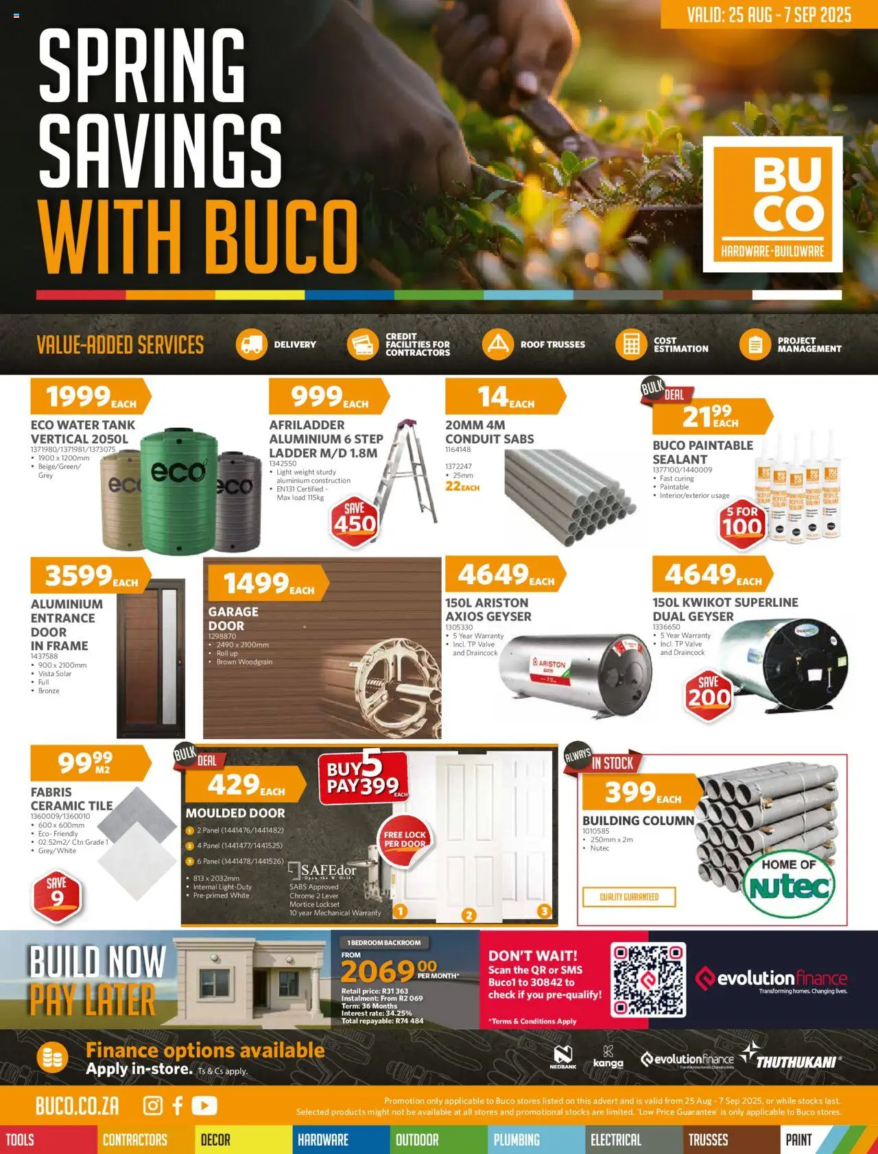 BUCO Spring Savings Inland Fundamental │ valid from 25.08.2025 | Page: 1 | Products: Tank, Paint, Light, Geyser