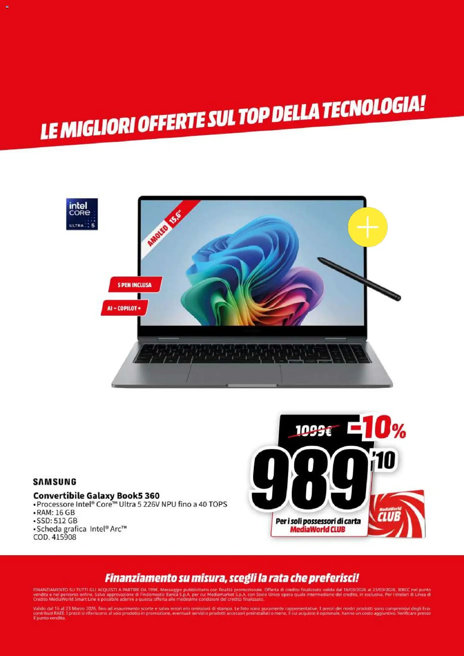 Volantino Media World del 16.03.2026 | Pagina: 12 | Prodotti: Top, Samsung