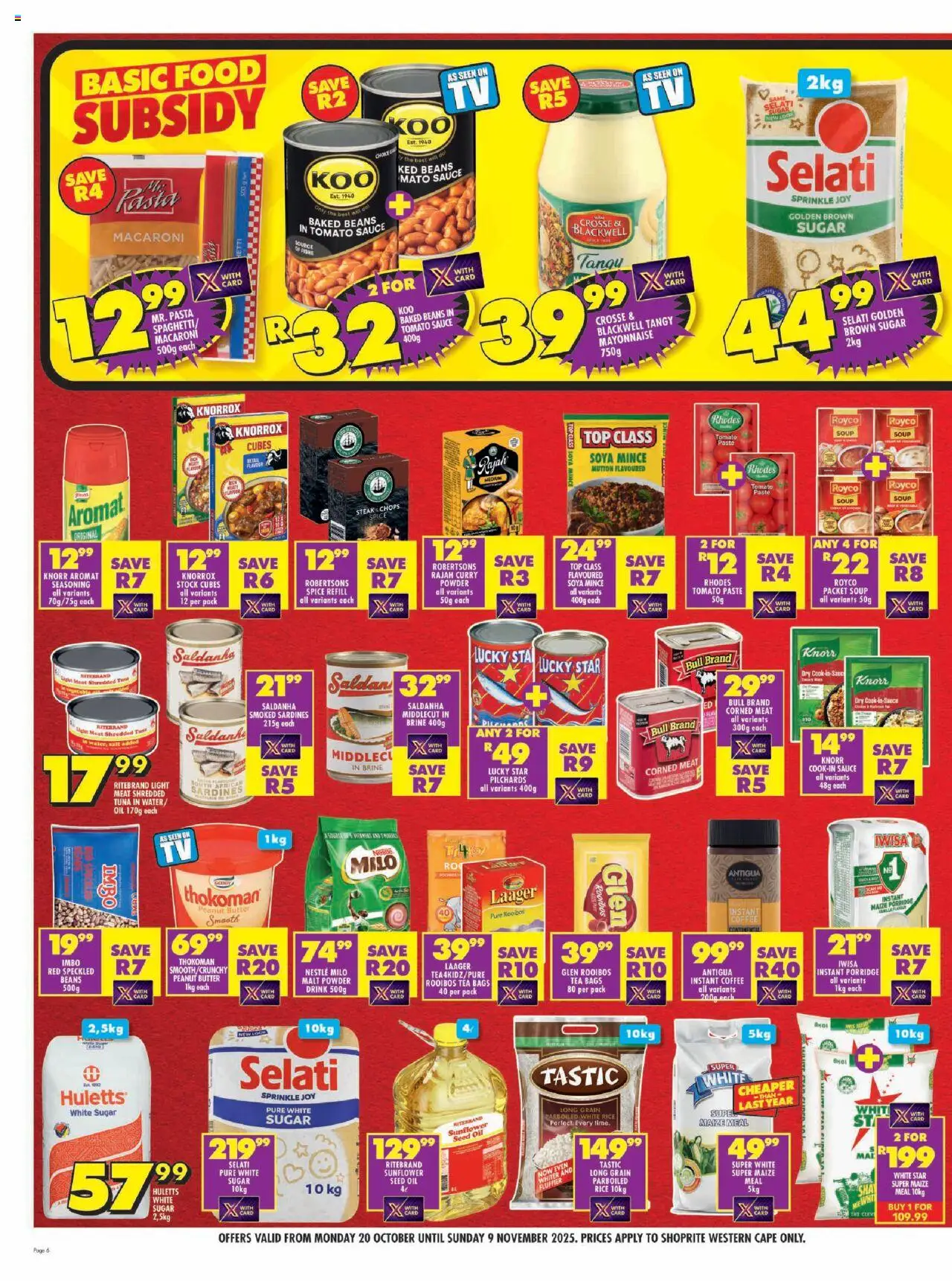 New Shoprite catalogue – valid from 20.10.2025 | Page: 6 | Products: Beans, Seasoning, Peanut butter, Sauce