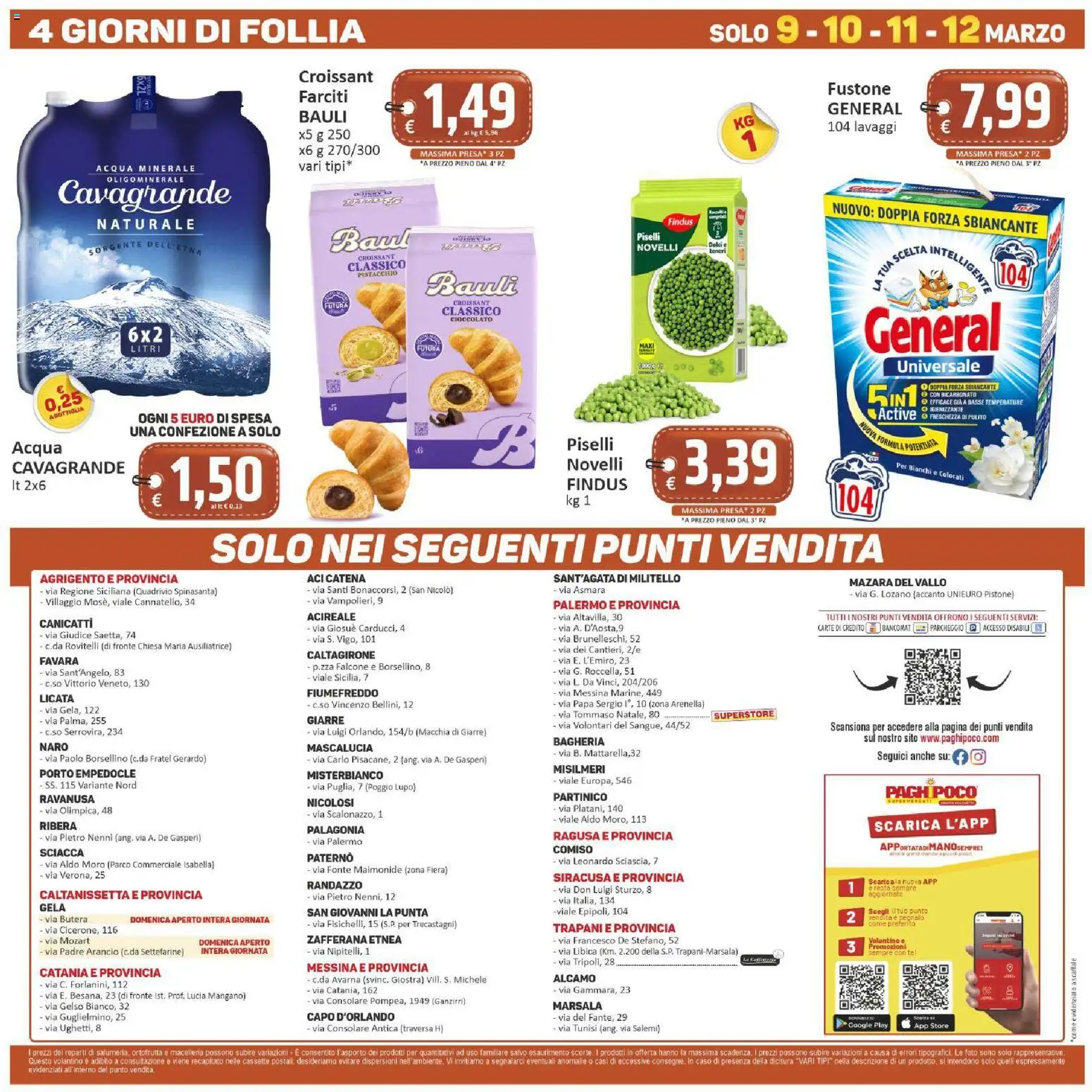 Volantino Paghi Poco del 03.03.2026 | Pagina: 20 | Prodotti: Cioccolato, Bicarbonato, Croissant, Acqua minerale