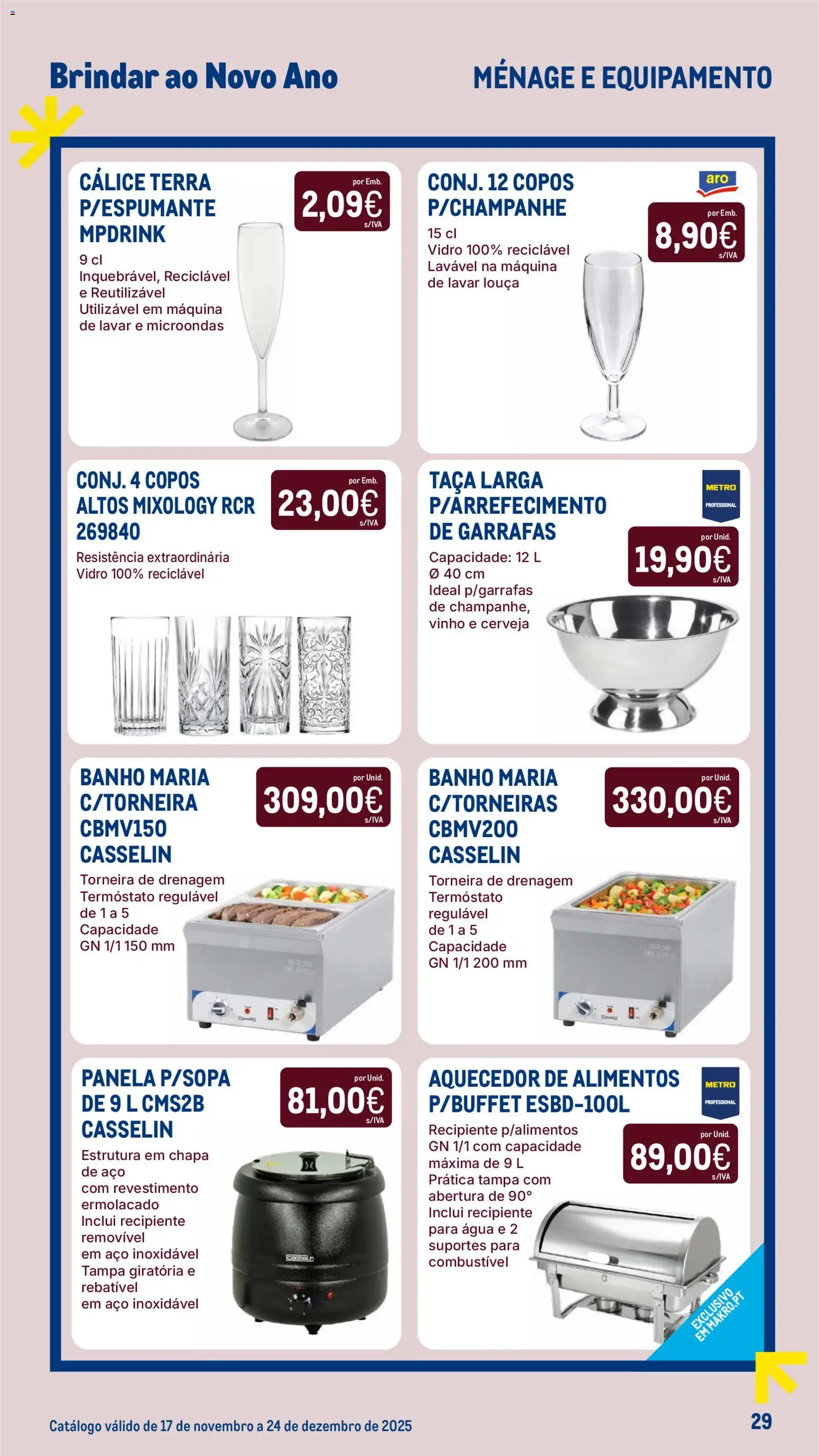 Makro Catálogo Brindar ao Ano Novo │ válido de 15.12.2025 | Página: 29 | Produtos: Copos, Máquina de lavar, Torneira, Panela