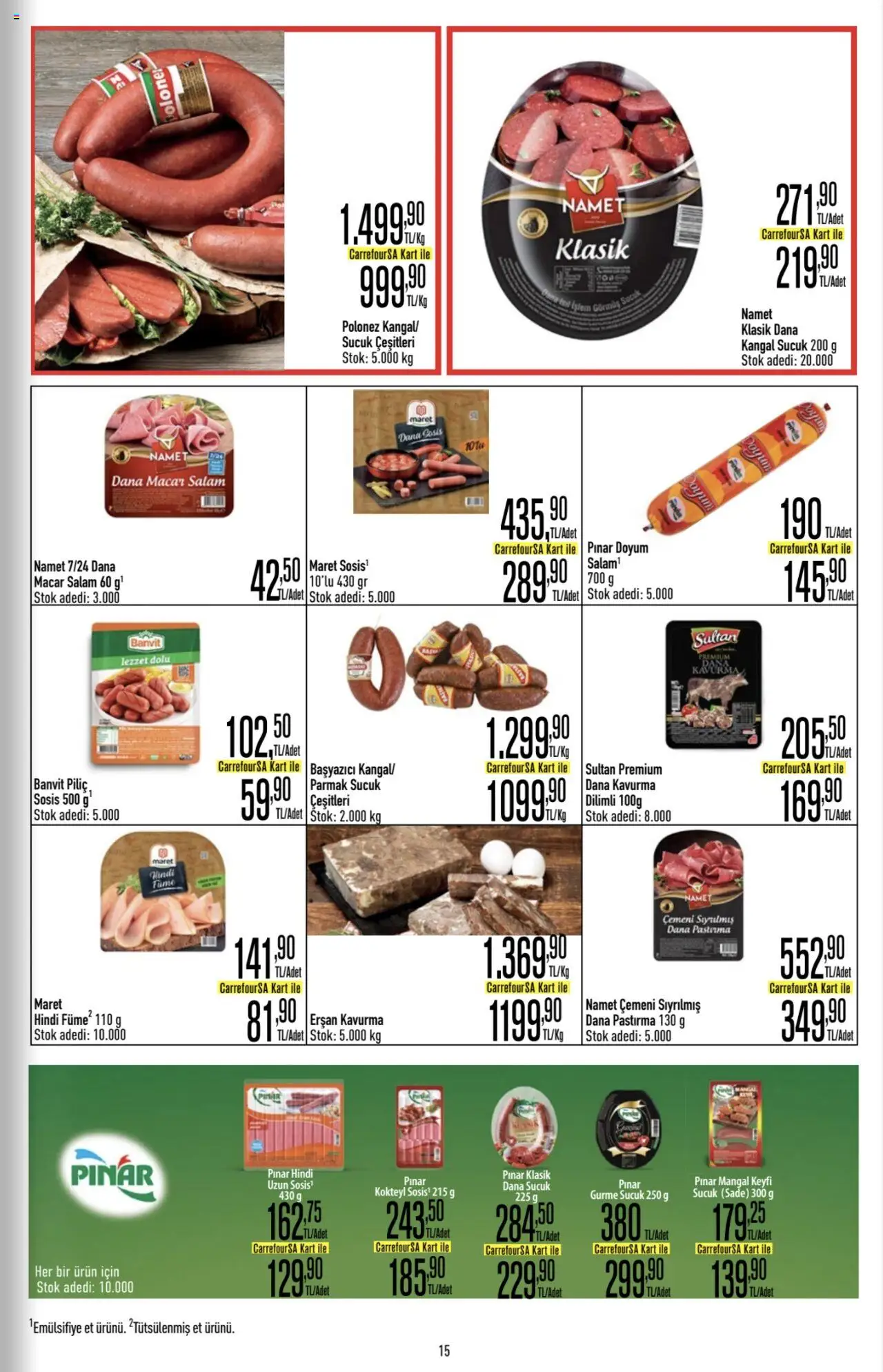 CarrefourSA Katalog - 26.06.2025 tarihinden itibaren geçerlidir | Sayfa: 15 | Ürünler: Salam, Sosis, Piliç, Hindi füme