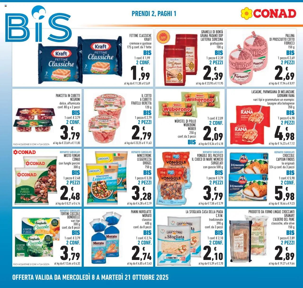 Volantino Conad del 08.10.2025 | Pagina: 2 | Prodotti: Minestrone, Pancetta, Carote, Grana Padano