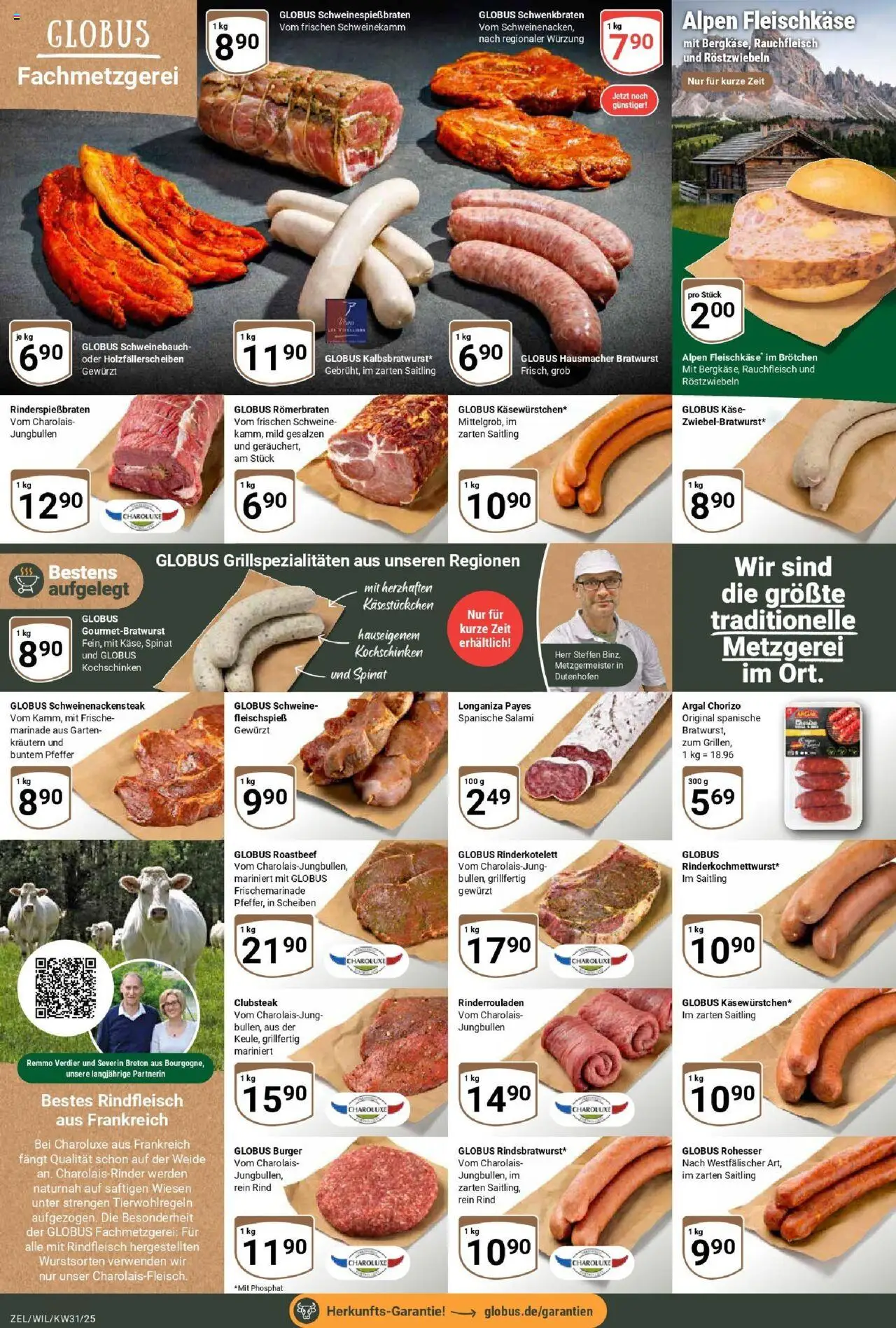 Globus prospekt Zell/mosel	 - gültig ab dem 28.07.2025 | Seite: 6 | Produkte: Schweinebauch, Bratwurst, Roastbeef, Rindfleisch