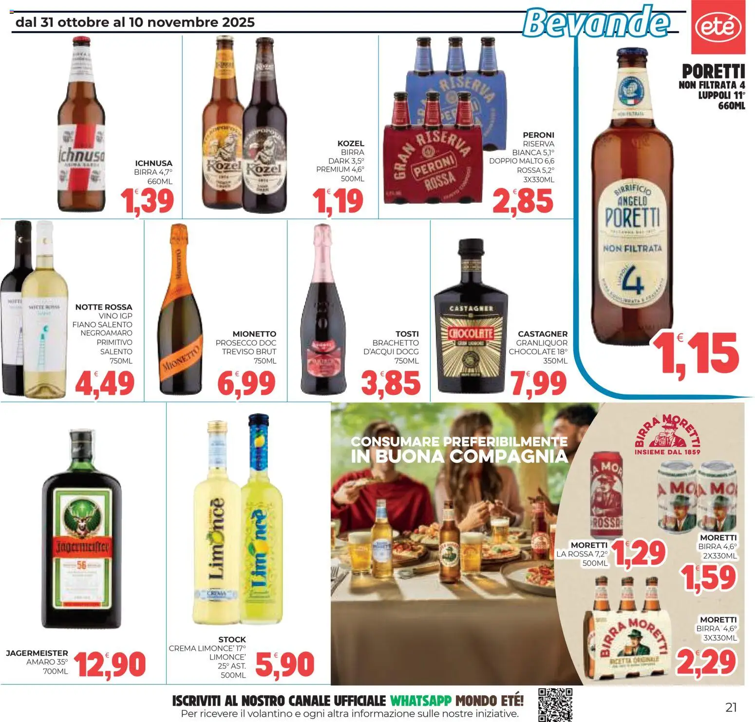 Volantino Eté del 31.10.2025 | Pagina: 21 | Prodotti: Birra, Prosecco, Vino, Amaro