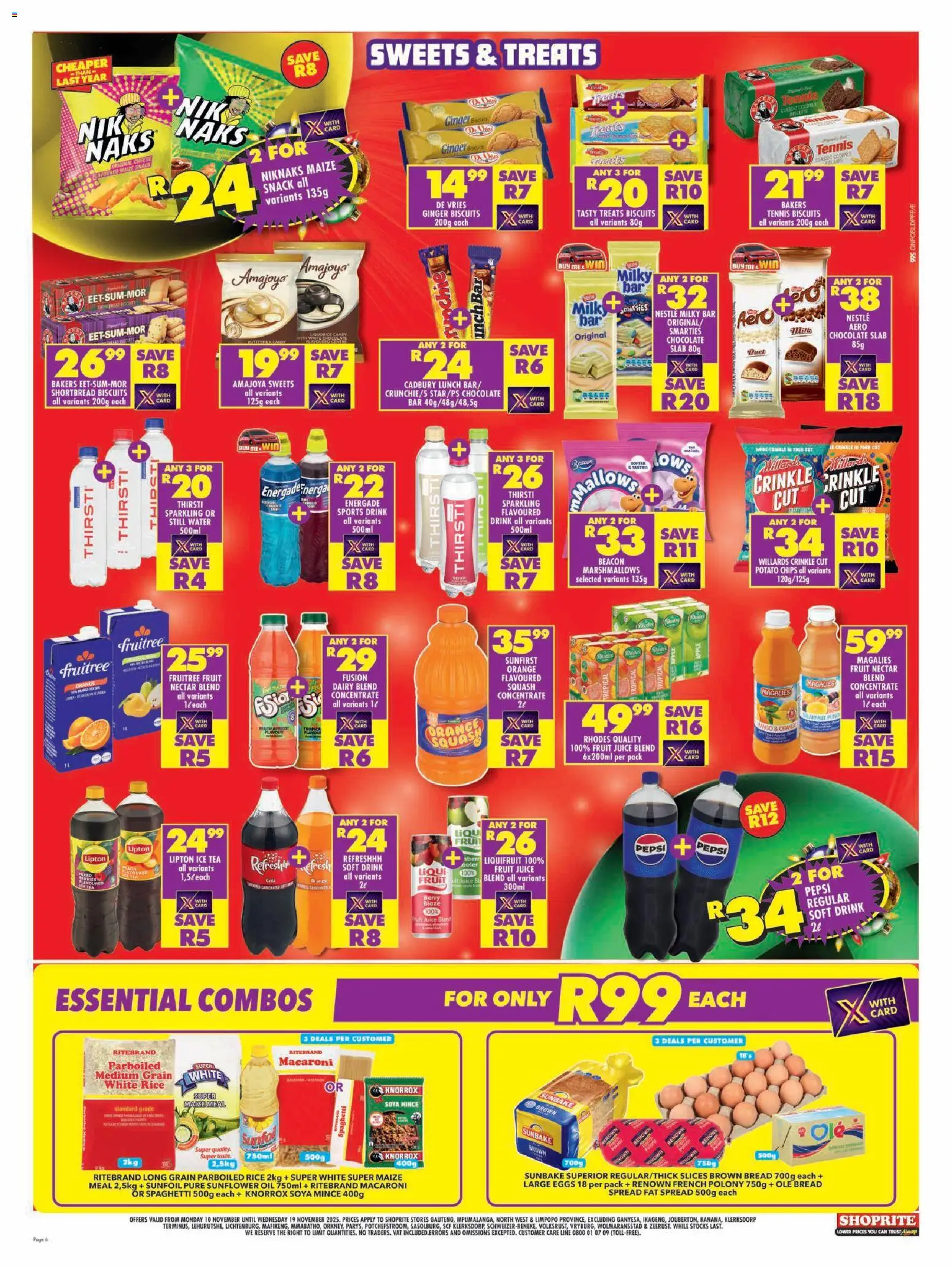 New Shoprite catalogue – valid from 10.11.2025 | Page: 6 | Products: Maize meal, Bread, Fruit, Dairy blend