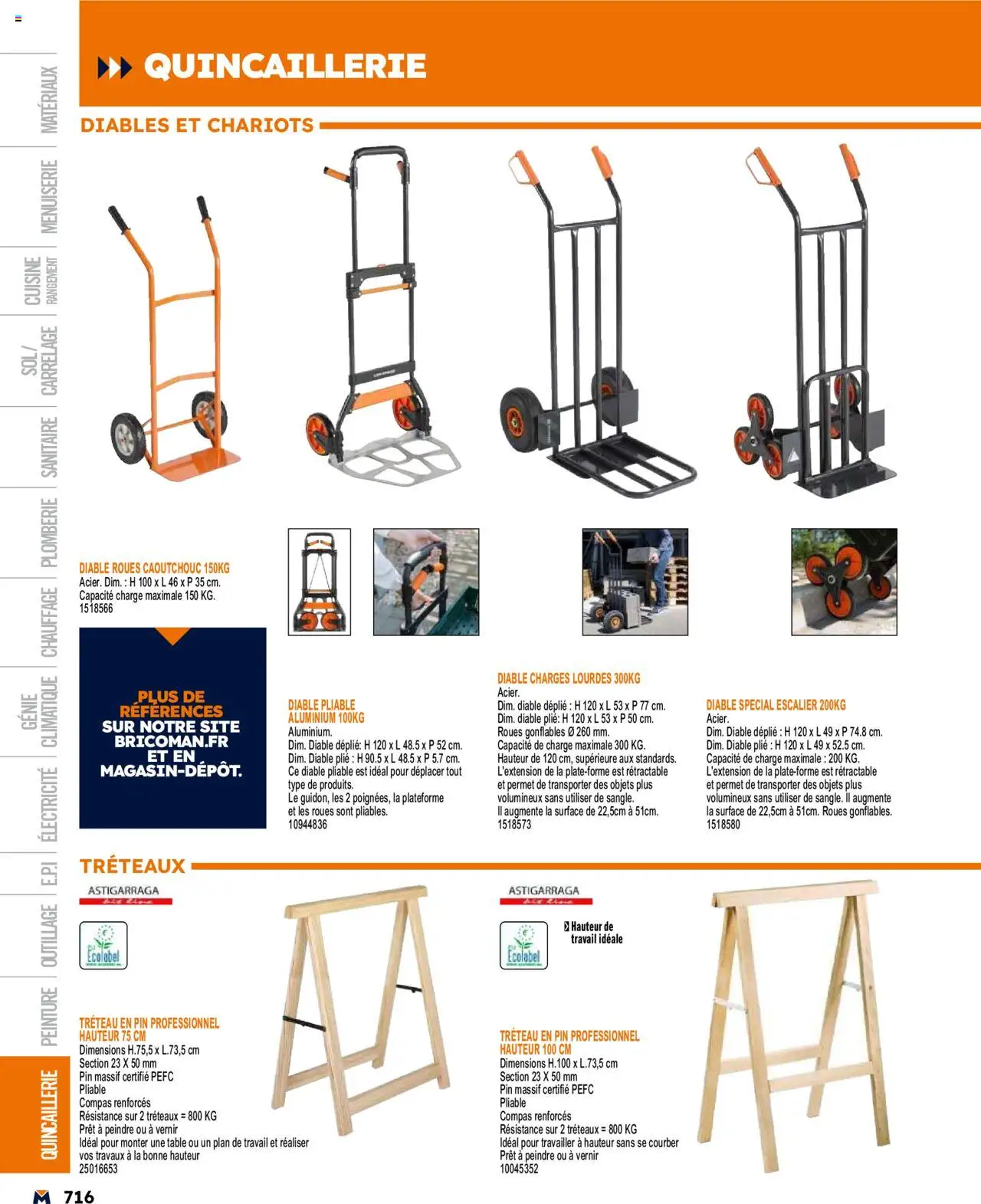  | Page: 716 | Produits: Diable pliable, Tréteau, Table