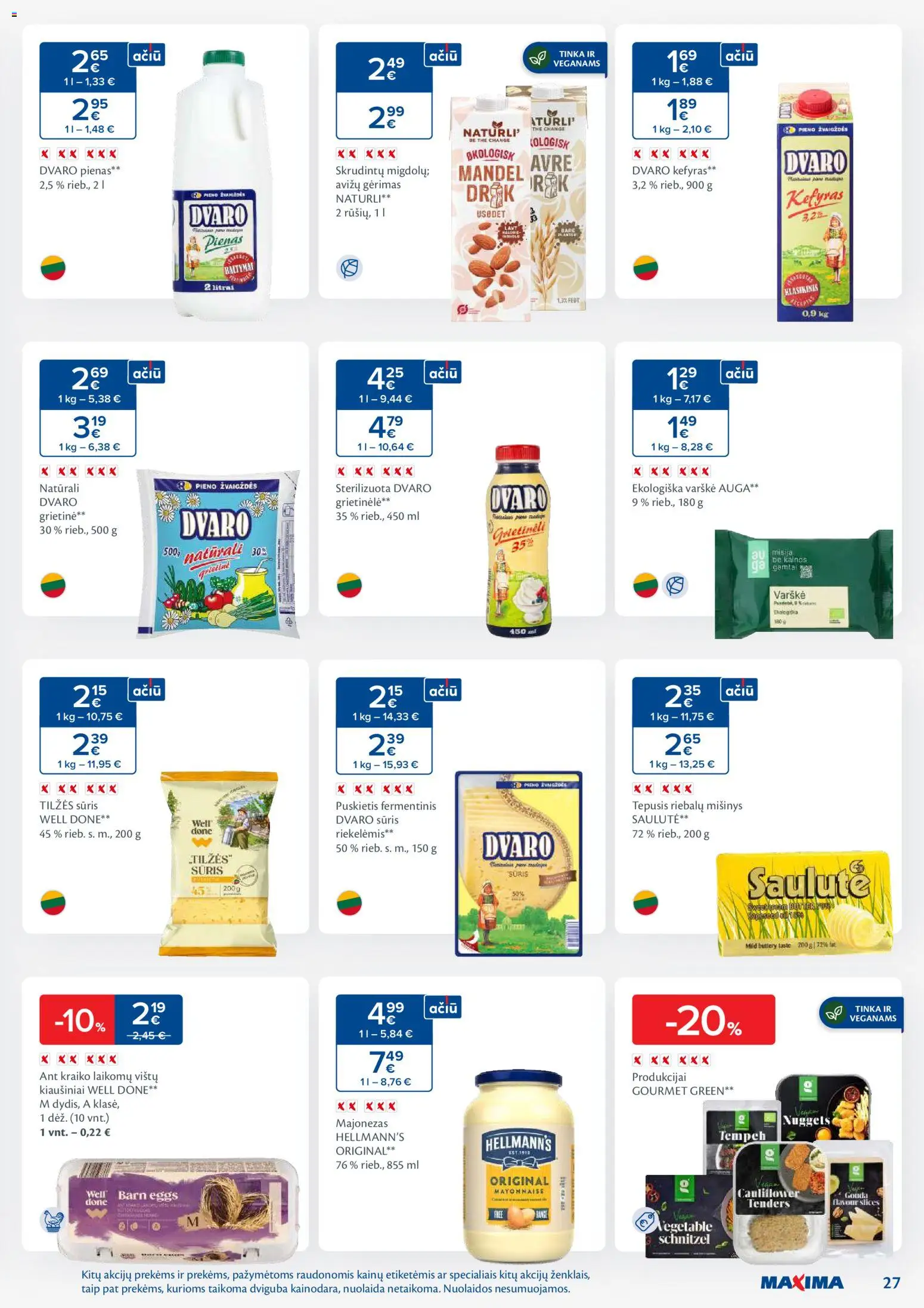 MAXIMA akcijos nuo 11.11.2025 | Puslapis: 27 | Prekių: Pienas, Kiaušiniai, Majonezas, Grietinė