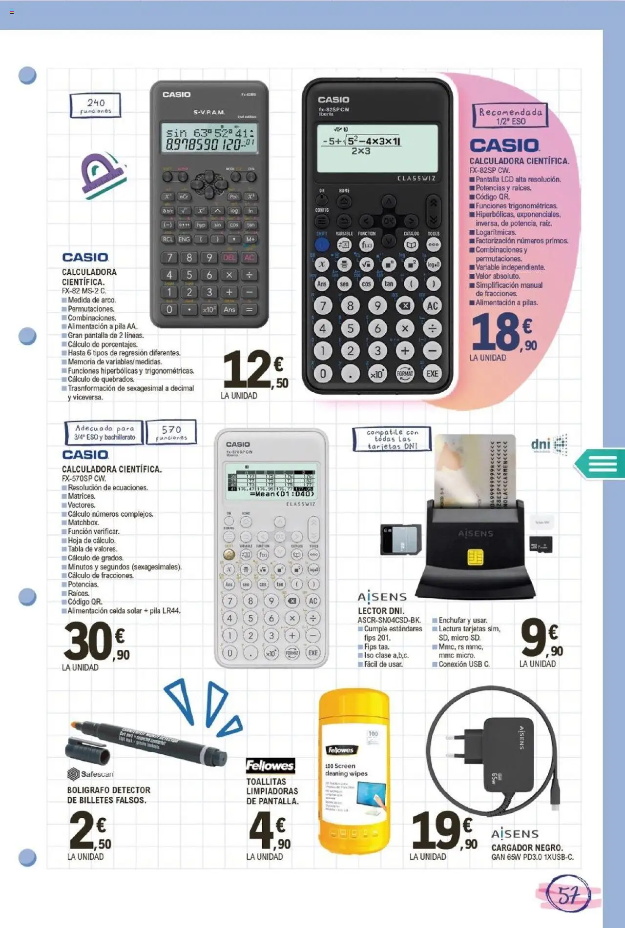 E.Leclerc folleto │ válido desde el 11.08.2025 | Página: 57 | Productos: USB, Calculadora