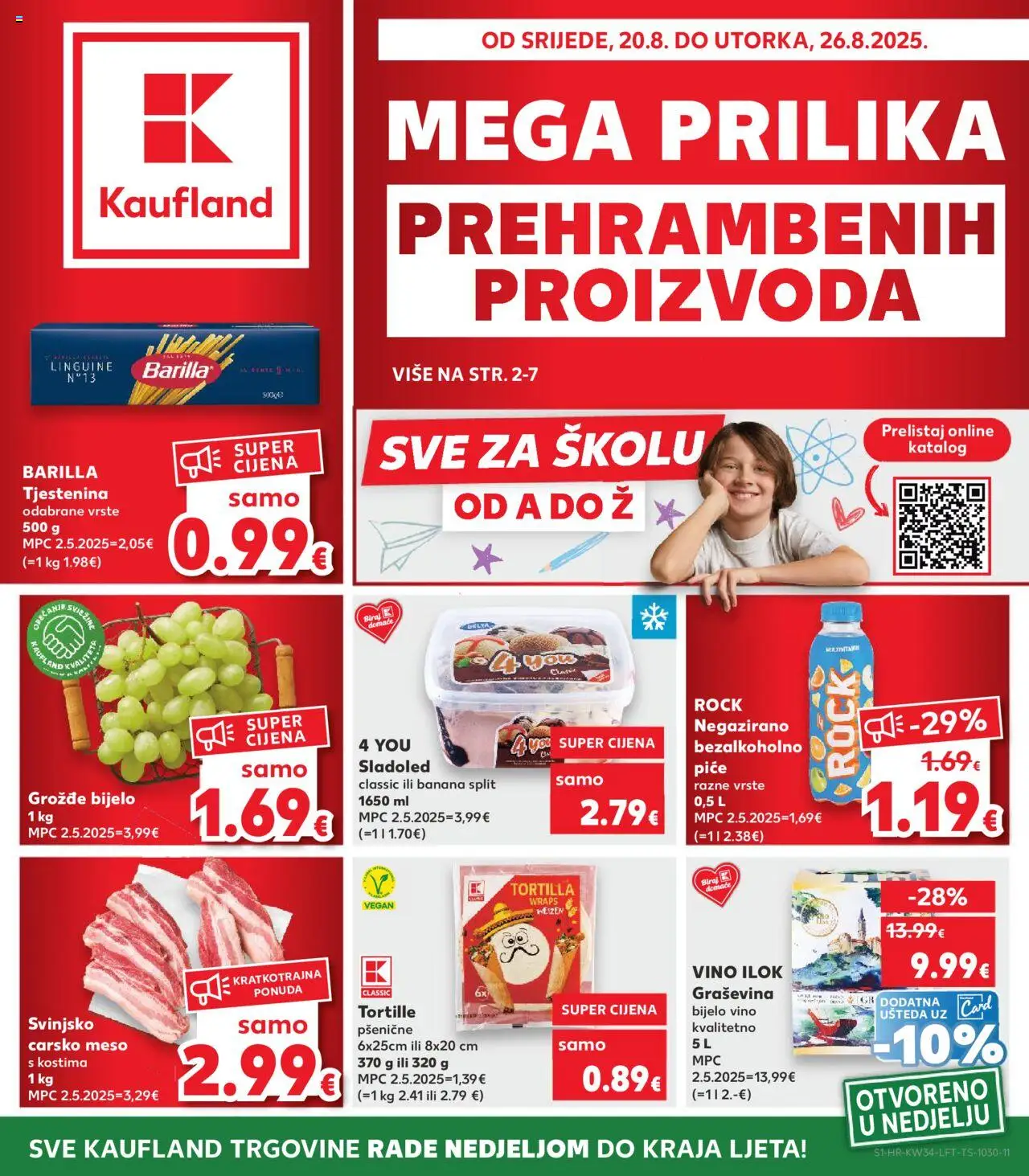 Kaufland katalog | vrijedi od 20.08.2025 | Stranica: 1 | Proizvodi: Bijelo vino, Meso, Sladoled, Barilla