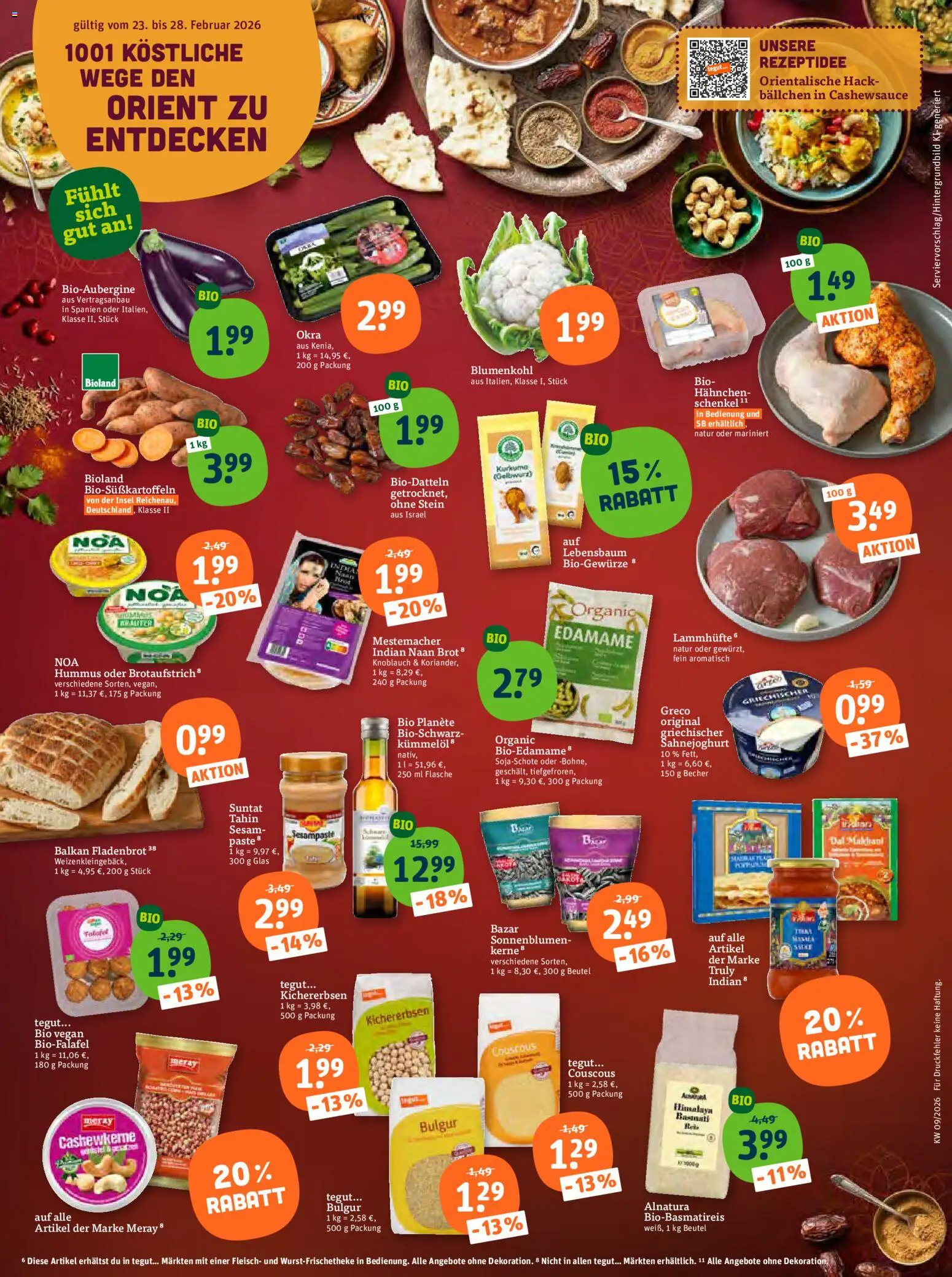 Tegut Prospekt 	 – gültig ab 23.02.2026 | Seite: 2 | Produkte: Hahnchen, Knoblauch, Brot, Fleisch