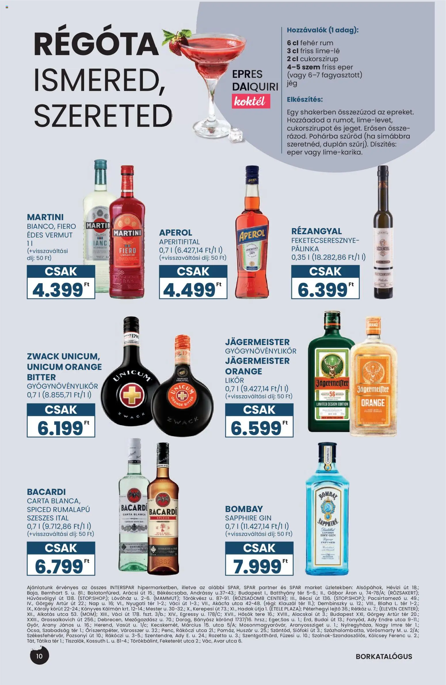 Spar akciós ujság - amely érvényes a következő dátumtól: 29.04.2026 | Oldal: 10 | Termékek: Jägermeister, Rum, Narancs, Eper