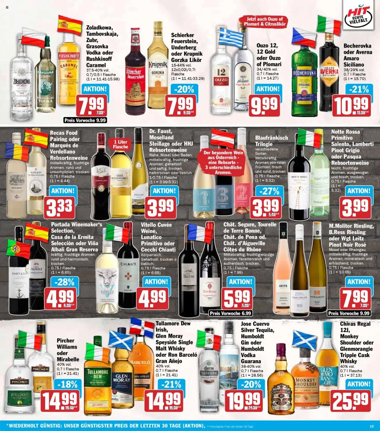 HIT - Sachsen – gültig ab 13.10.2025 | Seite: 13 | Produkte: Regal, Wein, Vodka, Gin