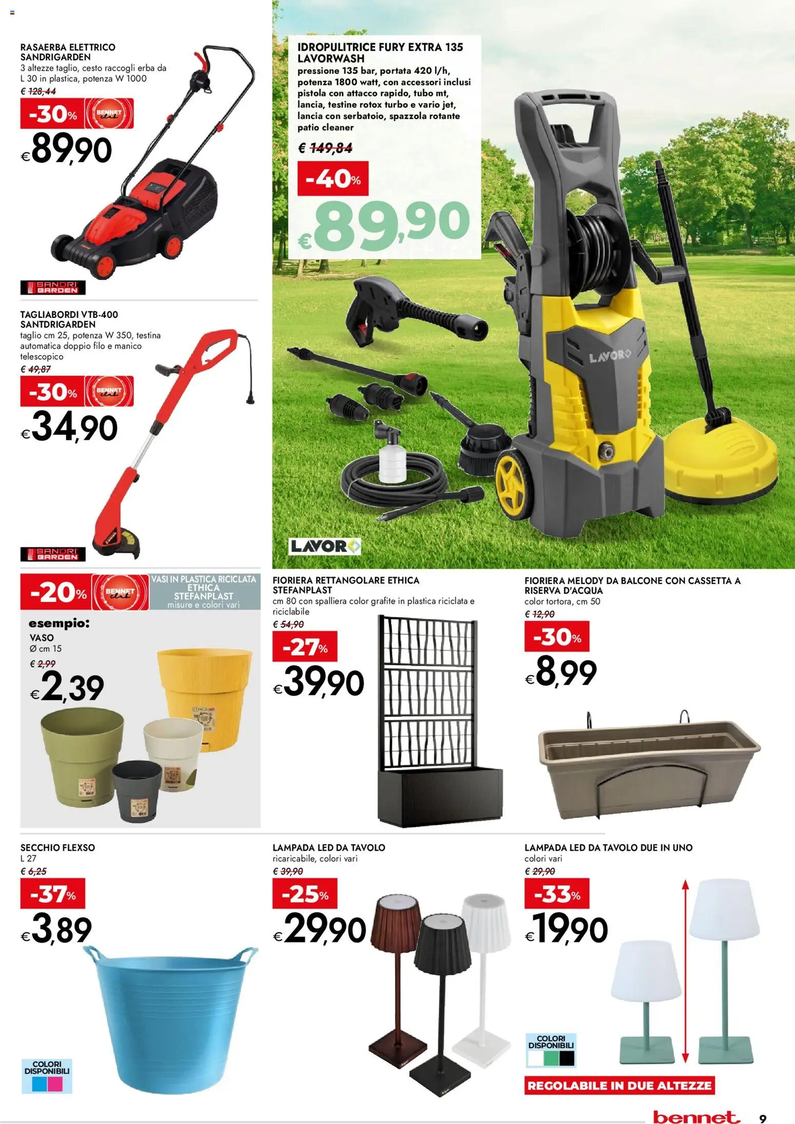 Volantino bennet del 07.04.2026 | Pagina: 9 | Prodotti: Spazzola, Tubo, Fioriera, Rasaerba