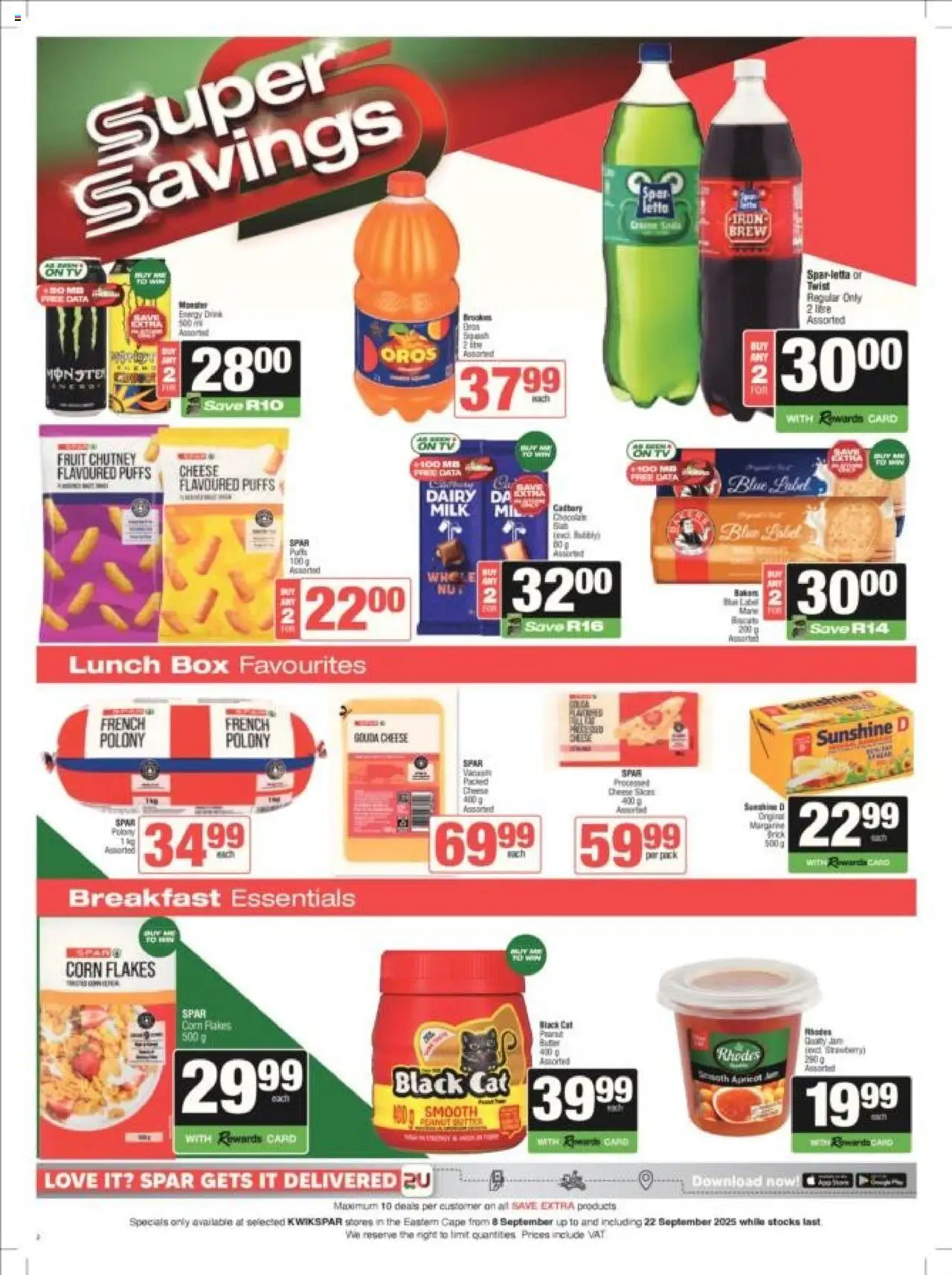 New KWIKSPAR catalogue – valid from 08.09.2025 | Page: 2 | Products: Iron, Milk, Polony, Margarine