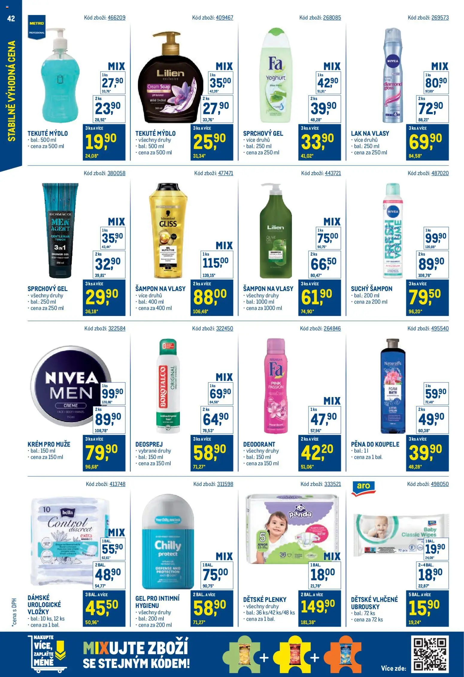 Makro leták - Stabilně výhodná cena od 28.01.2026 | Strana: 42 | Produkty: Mýdlo, Pěna do koupele, Krém, Lak na vlasy