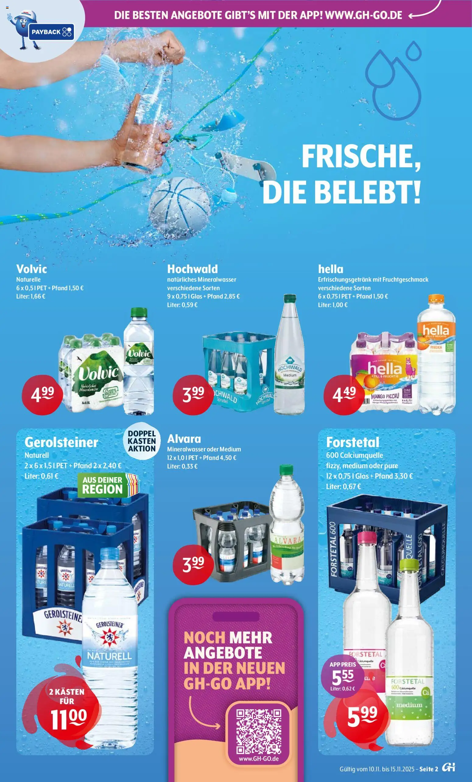 Trink und Spare Prospekt 	 – gültig ab 10.11.2025 | Seite: 2 | Produkte: Mineralwasser, Mango, Pfirsich, Volvic