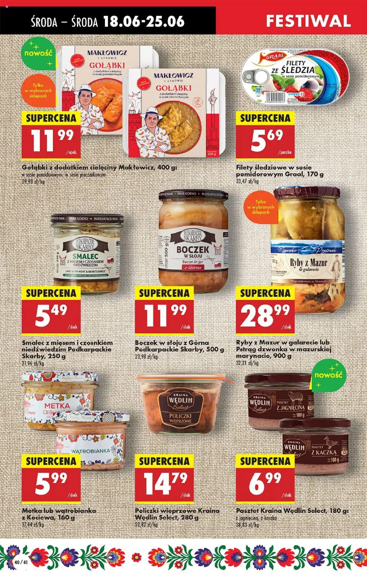 Biedronka gazetka - Oferta W tym tygodniu od 18.06.2025 | Strona: 44 | Produkty: Kaczka, Jagnięcina, Boczek, Ryby