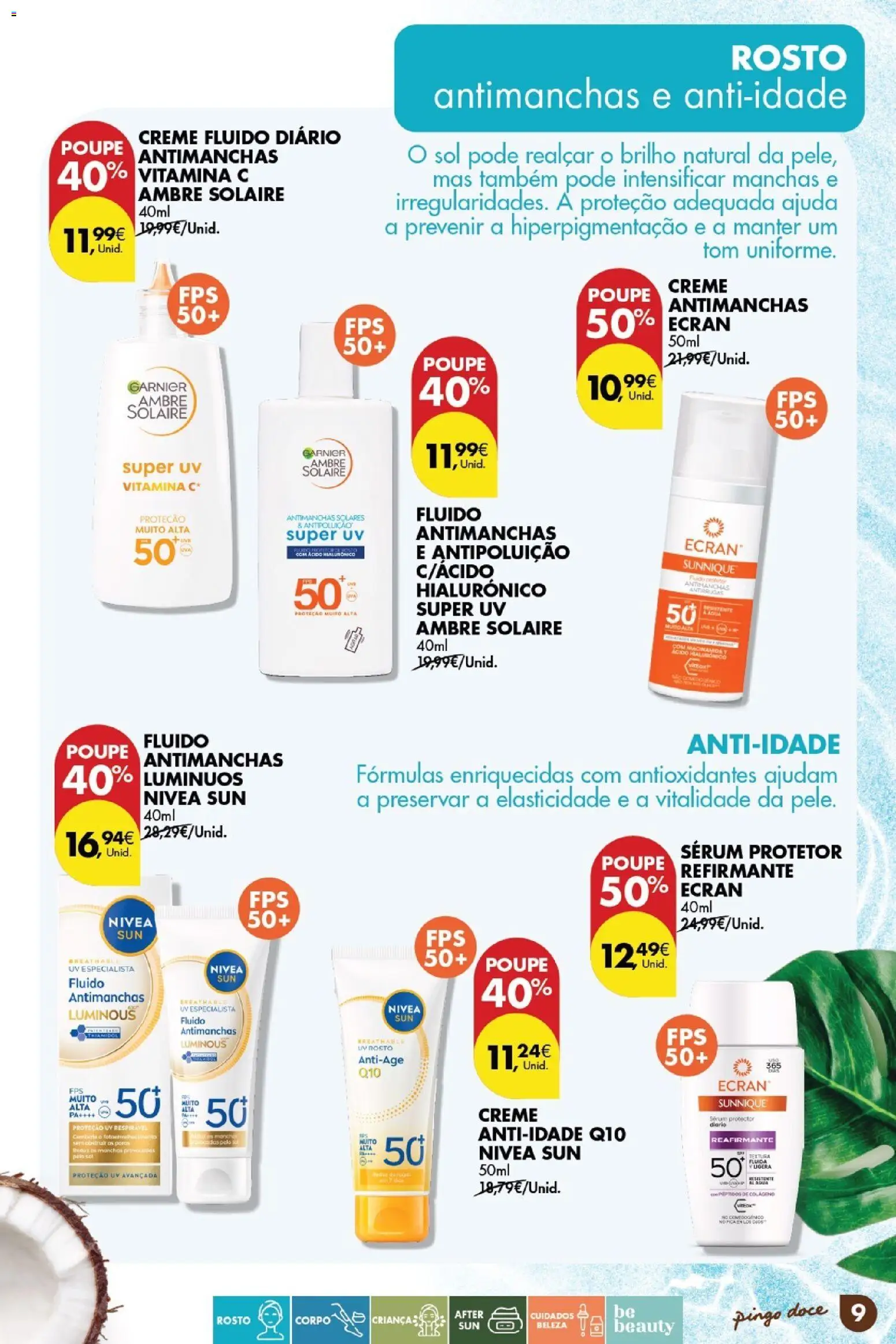 Pingo Doce Catálogo de solares 2026 │ válido de 24.03.2026 | Página: 9 | Produtos: Sérum, Colágeno, Pá, Creme