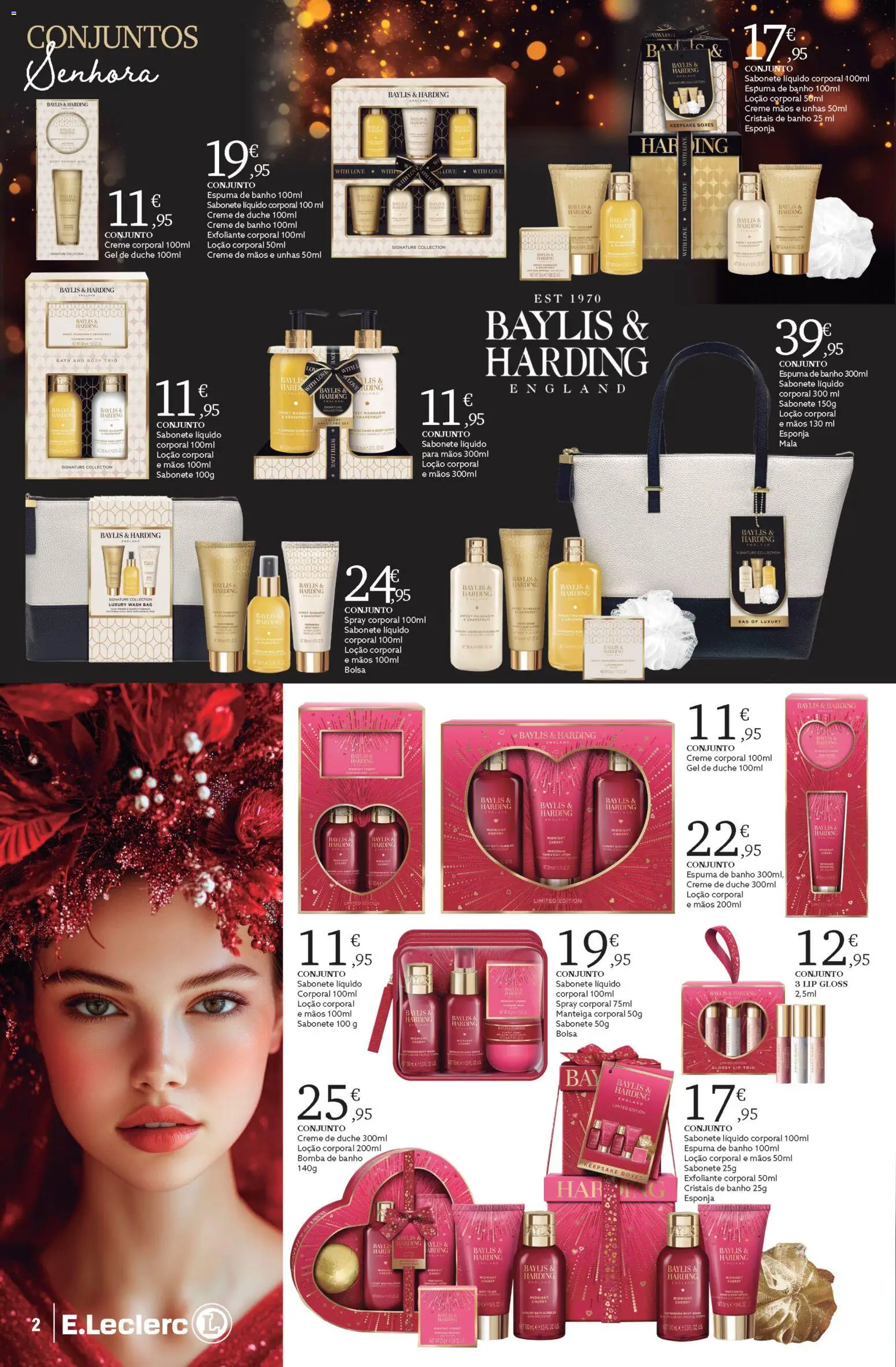 E.Leclerc - Folheto Conjuntos de Natal │ válido de 04.11.2025 | Página: 2 | Produtos: Gloss, Bolsa, Sabonete, Manteiga