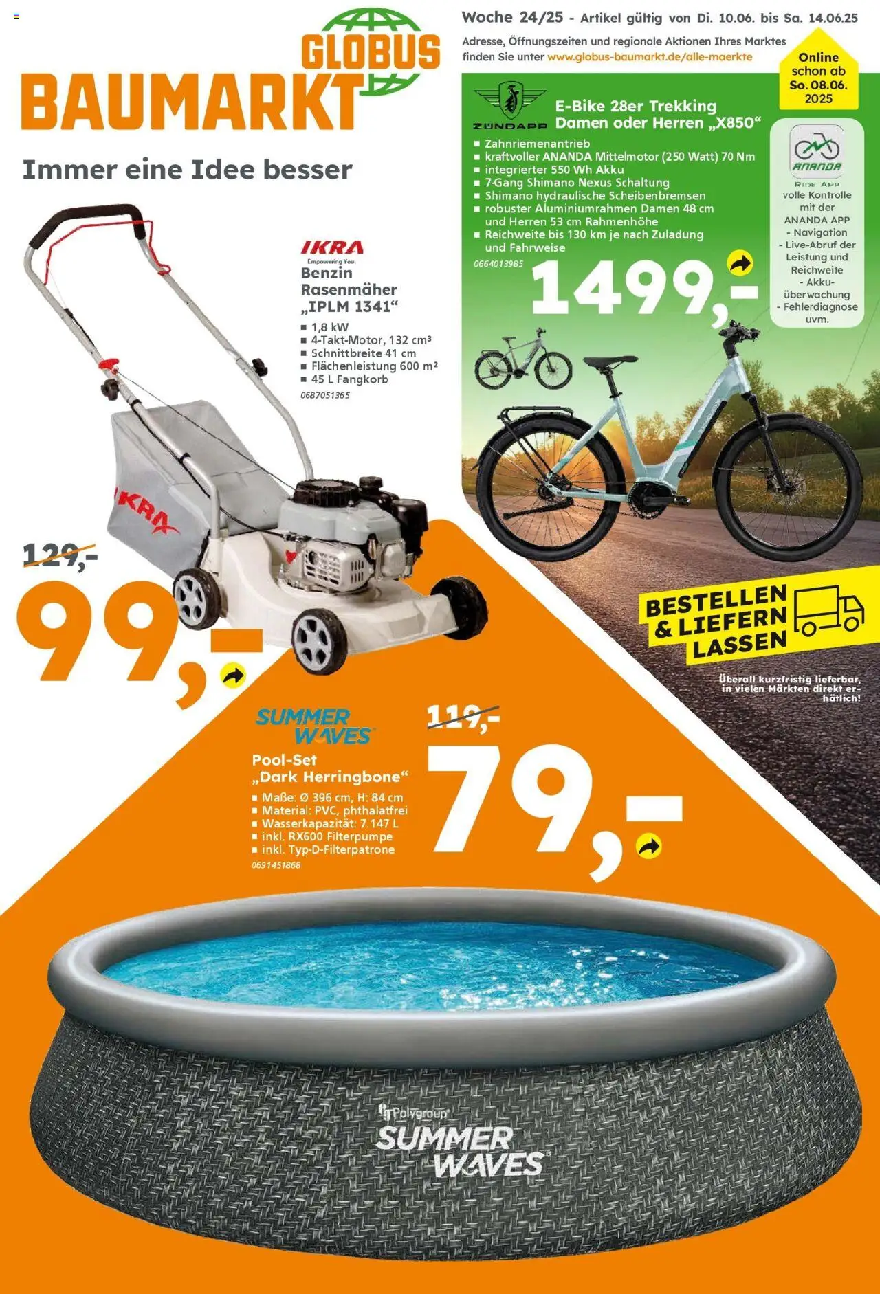 Globus Baumarkt prospekt Göttingen	 - gültig ab dem 10.06.2025 | Seite: 1 | Produkte: Navigation, Rasenmäher