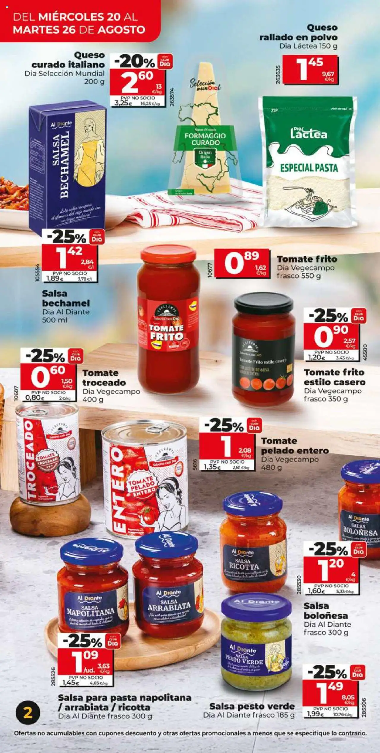 Dia - folleto Market │ válido desde el 20.08.2025 | Página: 2 | Productos: Polvo, Queso, Queso rallado, Pasta