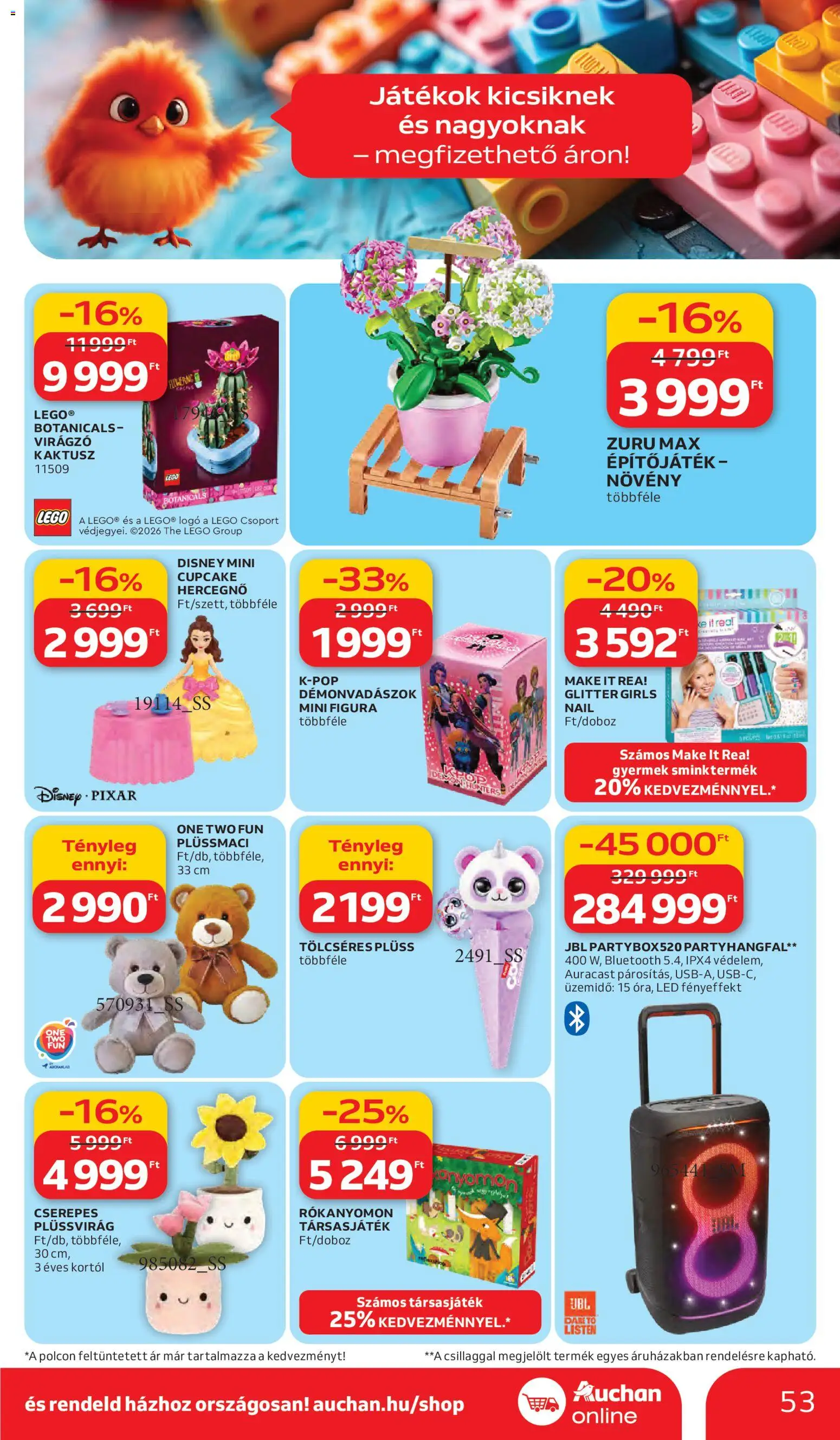 Auchan akciós ujság - amely érvényes a következő dátumtól: 05.03.2026 | Oldal: 53 | Termékek: Játékok, Plüss, Társasjáték