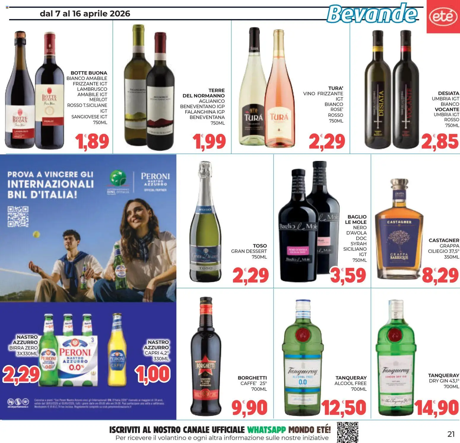 Volantino Eté del 07.04.2026 | Pagina: 21 | Prodotti: Birra, Gin, Vino, Grappa