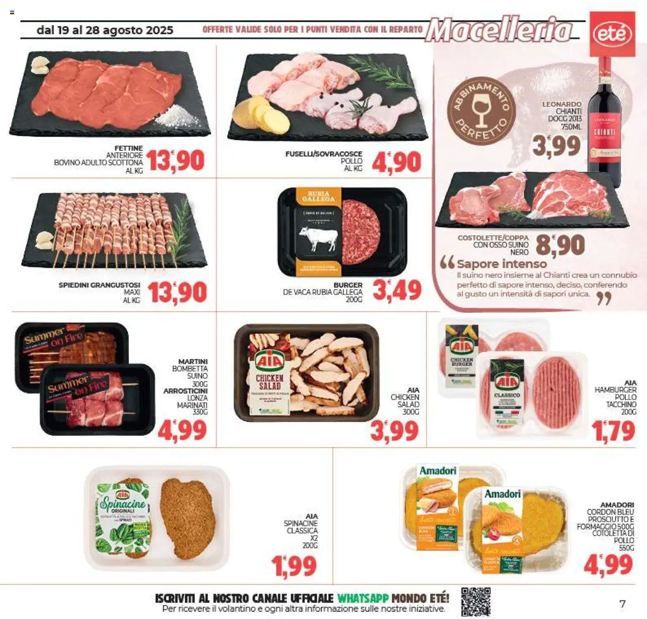 Volantino Eté del 19.08.2025 | Pagina: 7 | Prodotti: Pollo, Suino, Prosciutto, Arrosticini