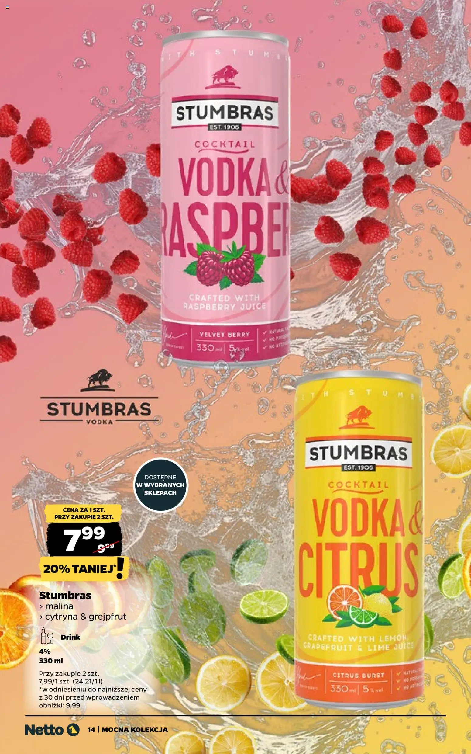 Netto gazetka - Alkohole mocne od 16.03.2026 | Strona: 14 | Produkty: Cytryna, Malina, Vodka, Grejpfrut