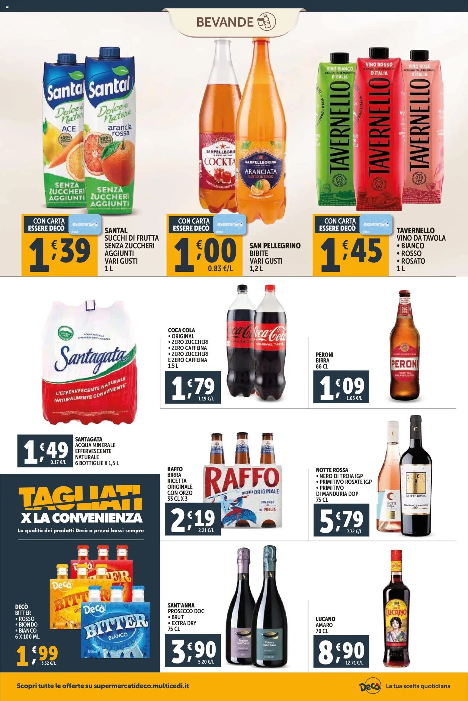 Volantino Decò del 23.02.2026 | Pagina: 10 | Prodotti: Acqua, Bibite, Vino rosso, Amaro