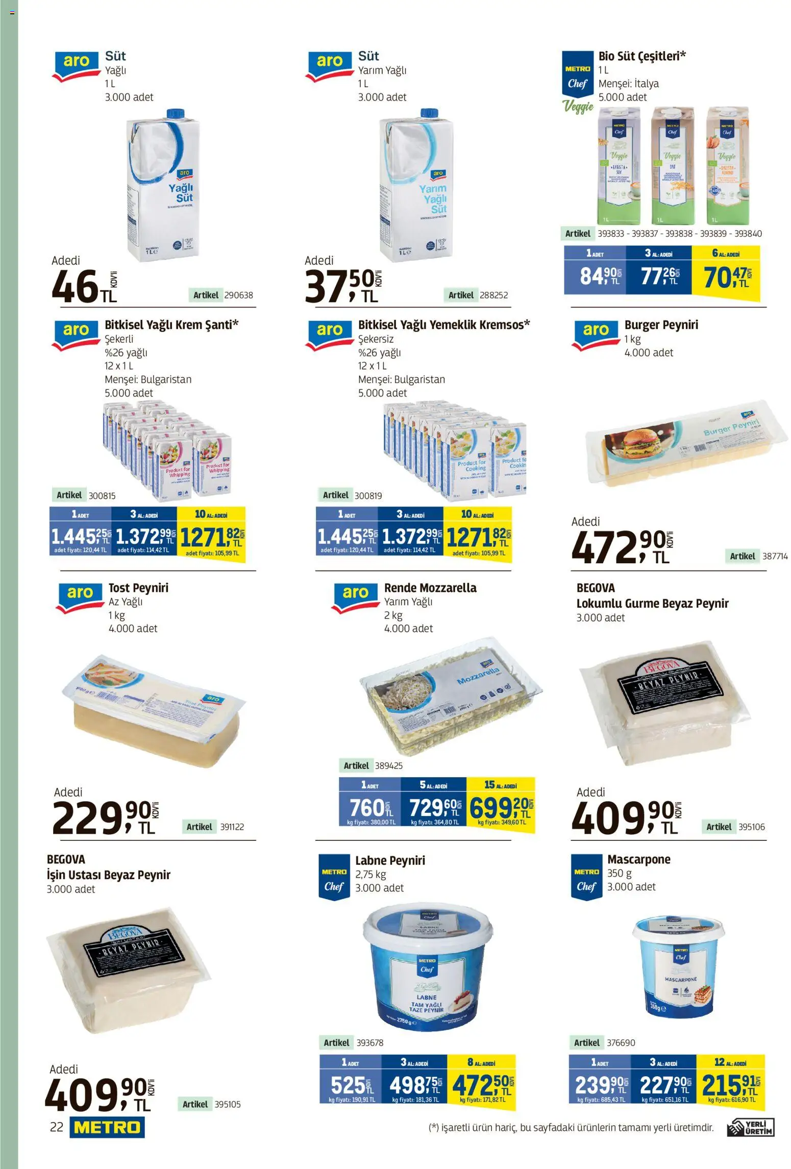 Metro - Kafeler & Pastaneler Kataloğu - 15.04.2026 tarihinden itibaren geçerlidir | Sayfa: 22 | Ürünler: Krem, Süt, Peynir, Şal