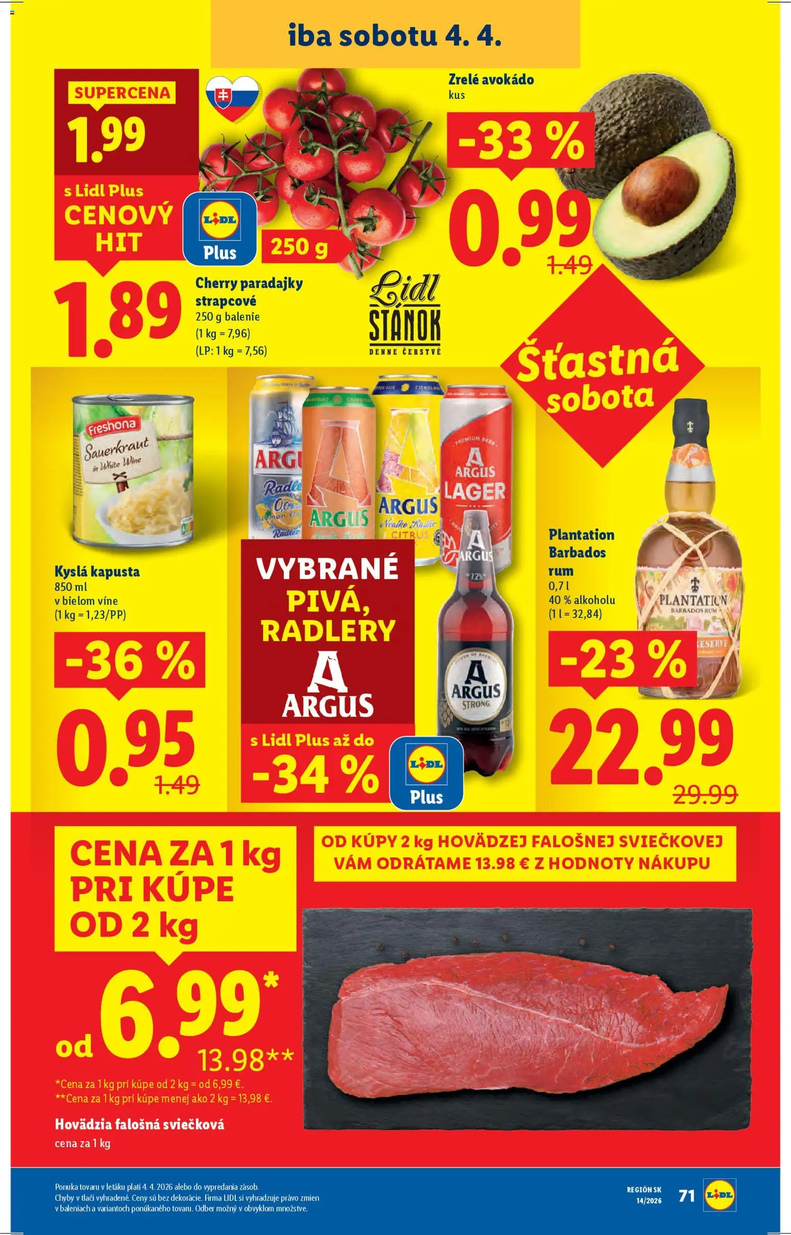 Nové Lidl akcie – leták je platný od 30.03.2026 | Strana: 102 | Produkty: Kapusta, Radler, Cherry paradajky, Rum