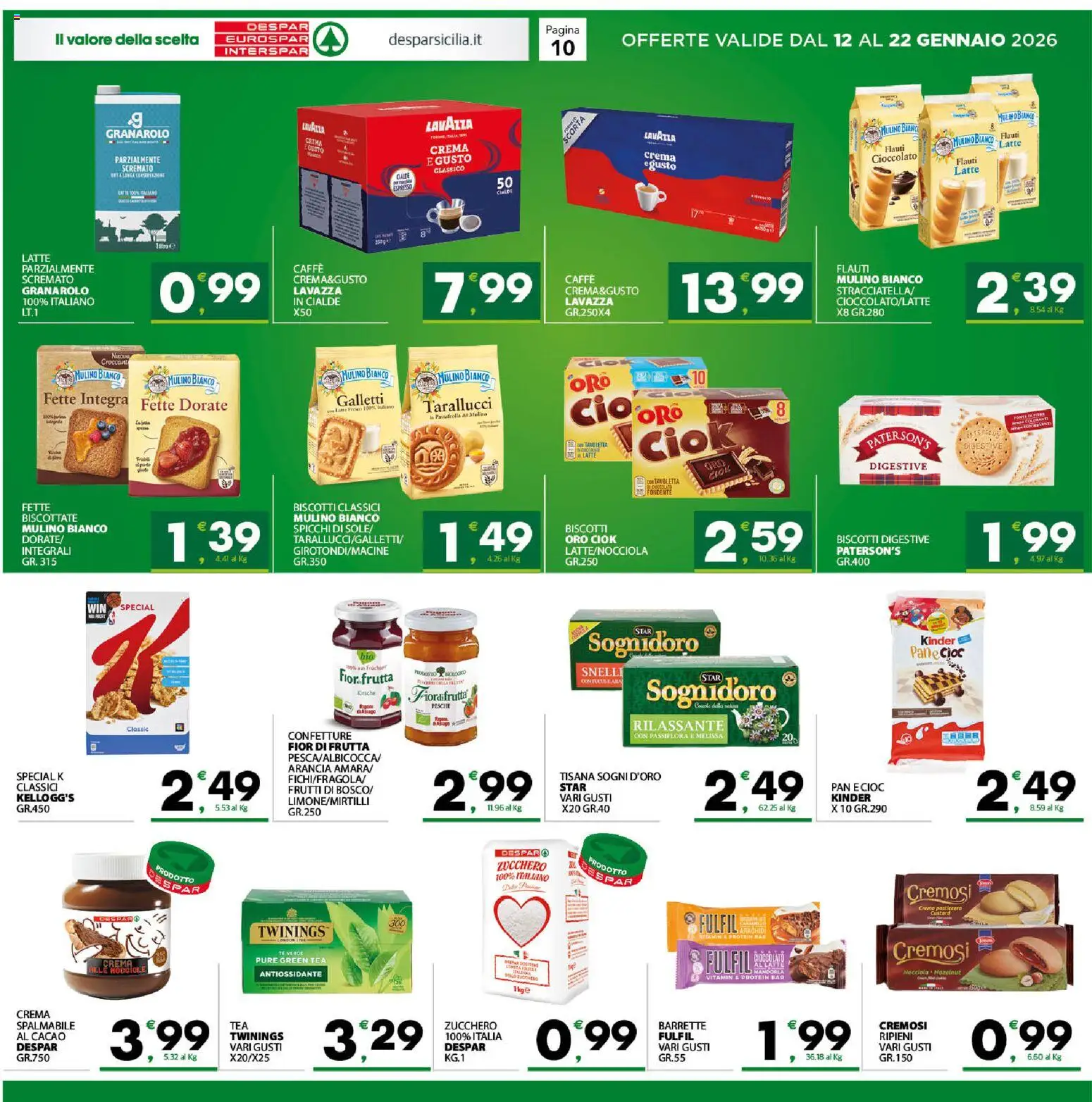 Volantino Interspar del 12.01.2026 | Pagina: 10 | Prodotti: Cioccolato, Tè, Frutta, Arancia
