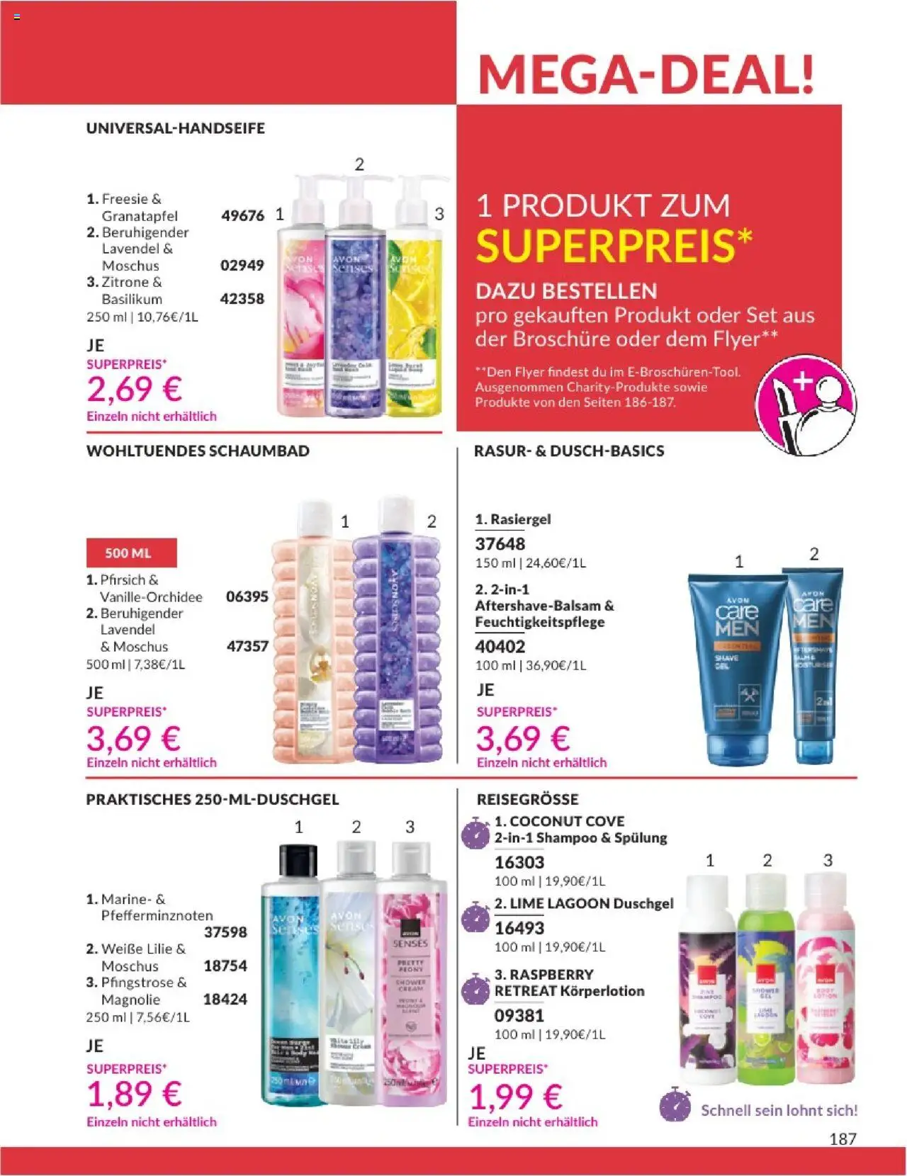 AVON Katalog August 2025 - gültig ab dem 01.08.2025 | Seite: 189 | Produkte: Shampoo, Spülung, Pfirsich, Lavendel