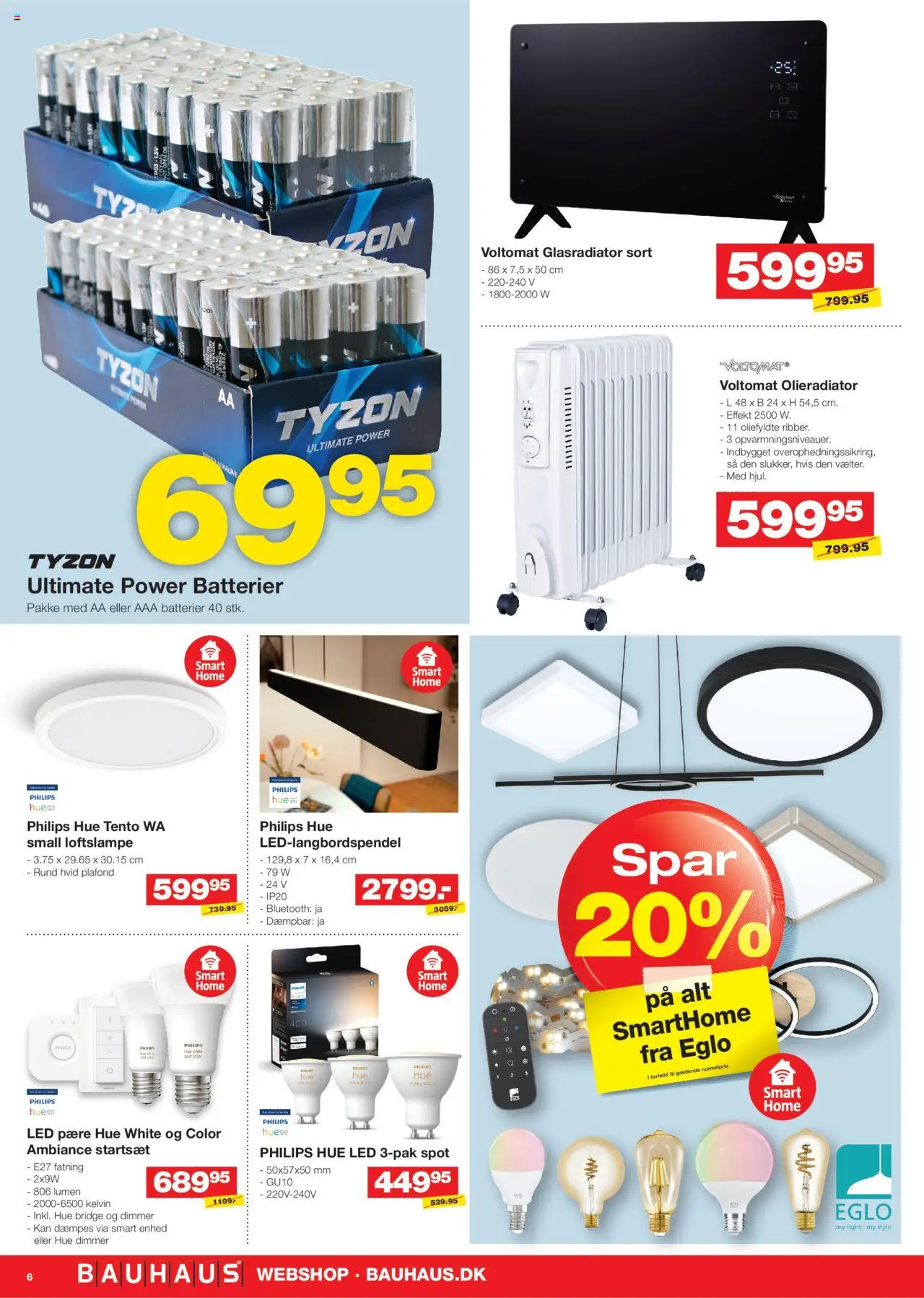 Bauhaus tilbudsavis – gyldig fra 10.10.2025 | Side: 6 | Produkter: Philips Hue, Batterier, Smart Home, Hue