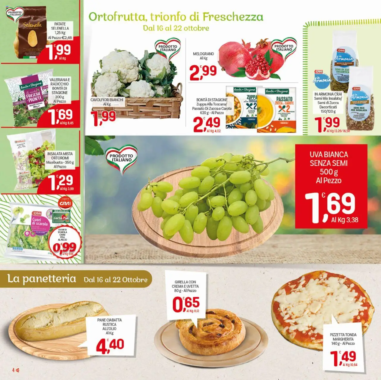 Volantino CRAI del 16.10.2025 | Pagina: 4 | Prodotti: Patate, Carote, Uva, Semi di zucca