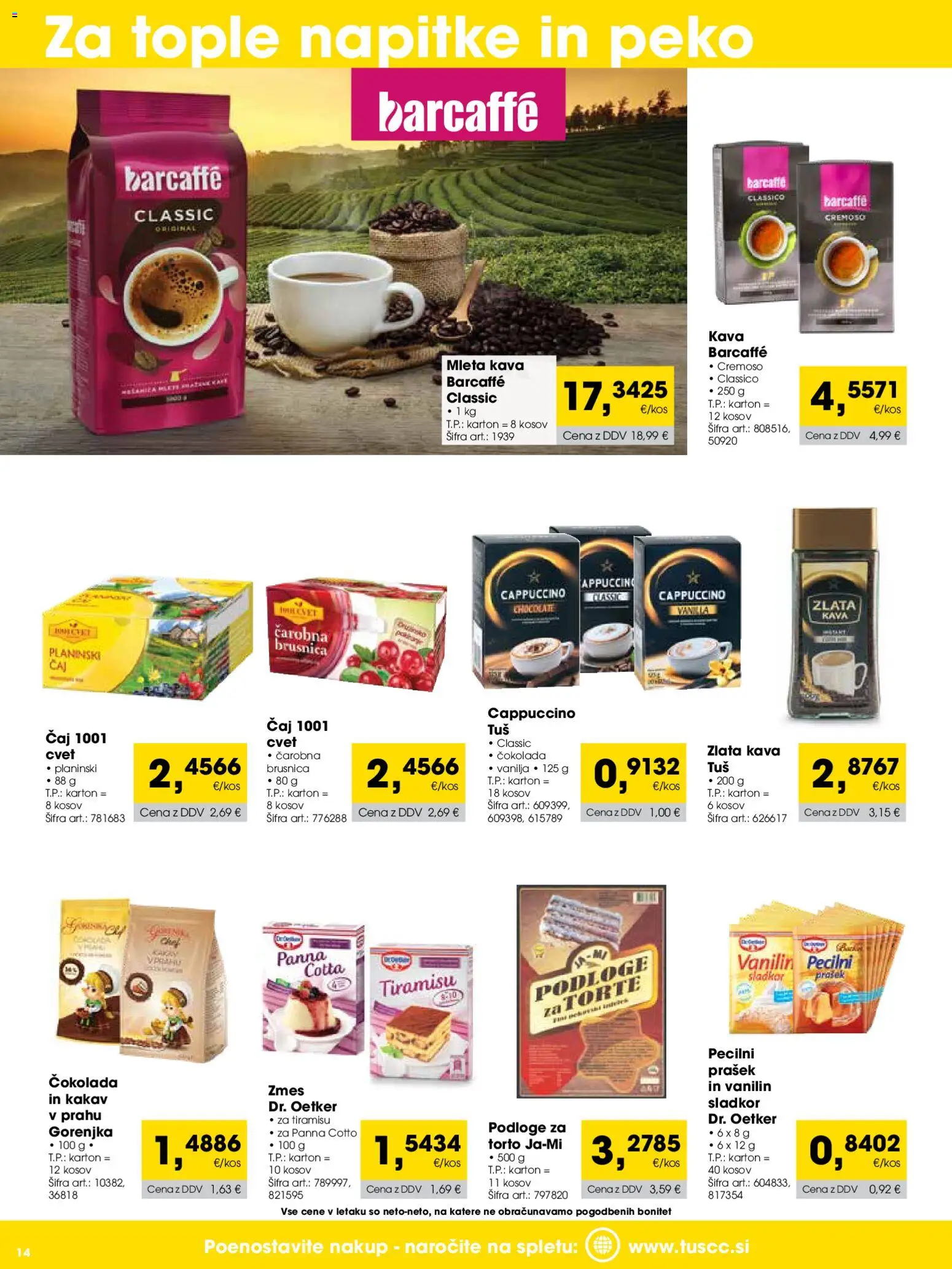 Novi Tuš katalog ponudbe – veljaven od 01.04.2026 | Stran: 14 | Izdelki: Prašek, Kakav, Cokolada, Sladkor