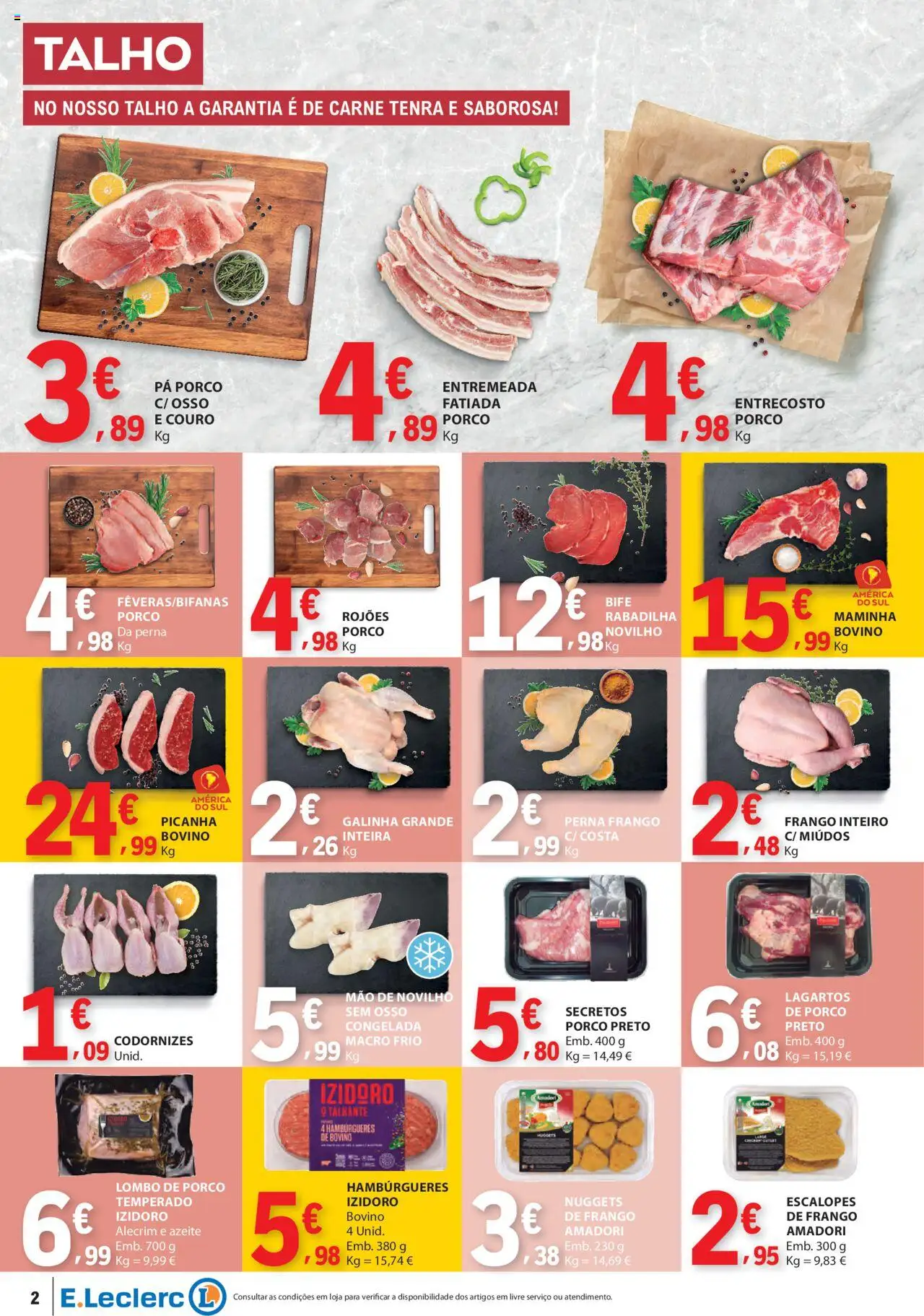 E.Leclerc folheto │ válido de 16.10.2025 | Página: 2 | Produtos: Frango, Lombo, Carne, Nuggets