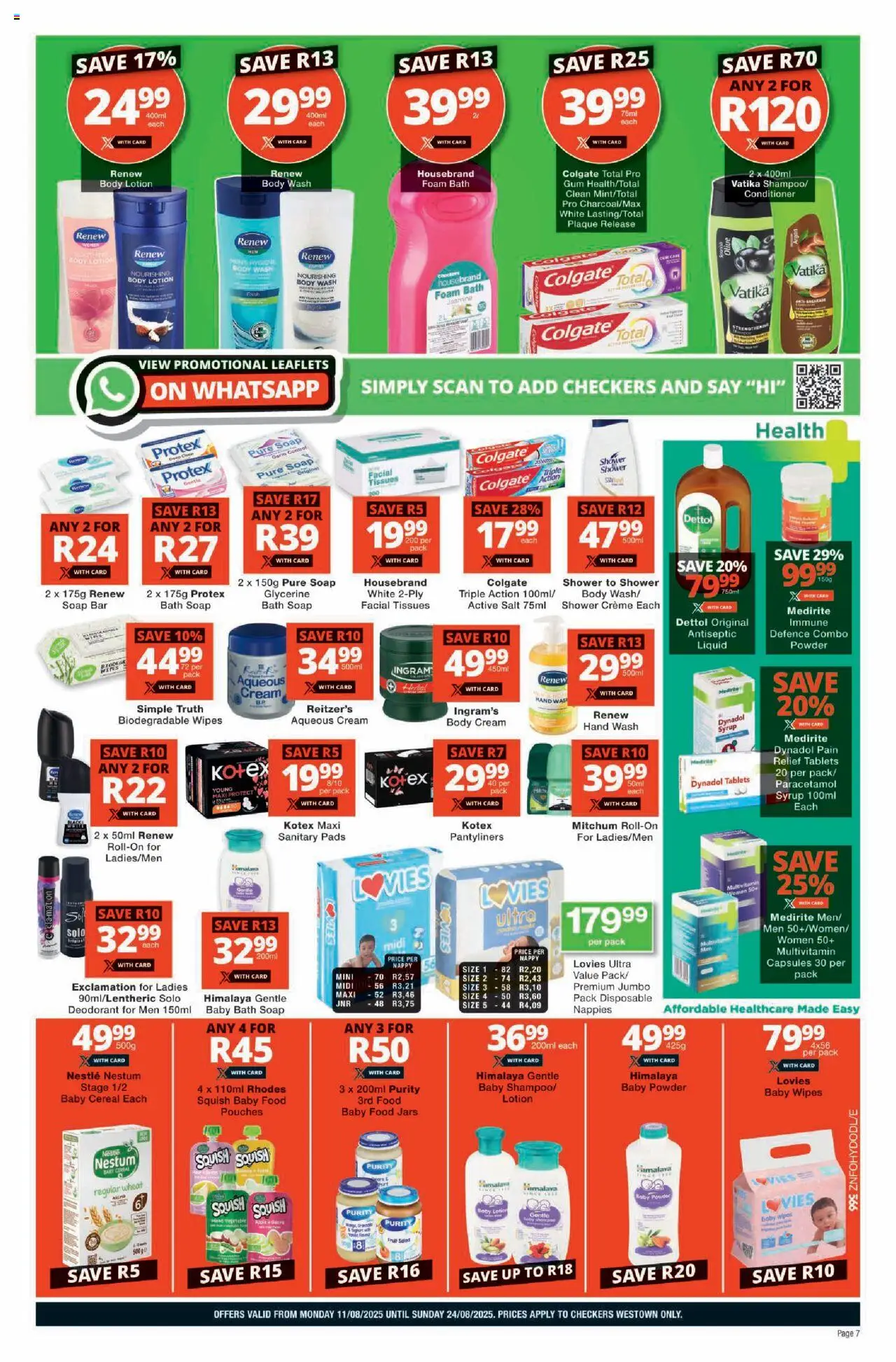 Checkers KwaZulu-Natal - Hyper Westown August Mid-Month Promotion │ valid from 11.08.2025 | Page: 7 | Products: Powder, Cream, Syrup, Lotion