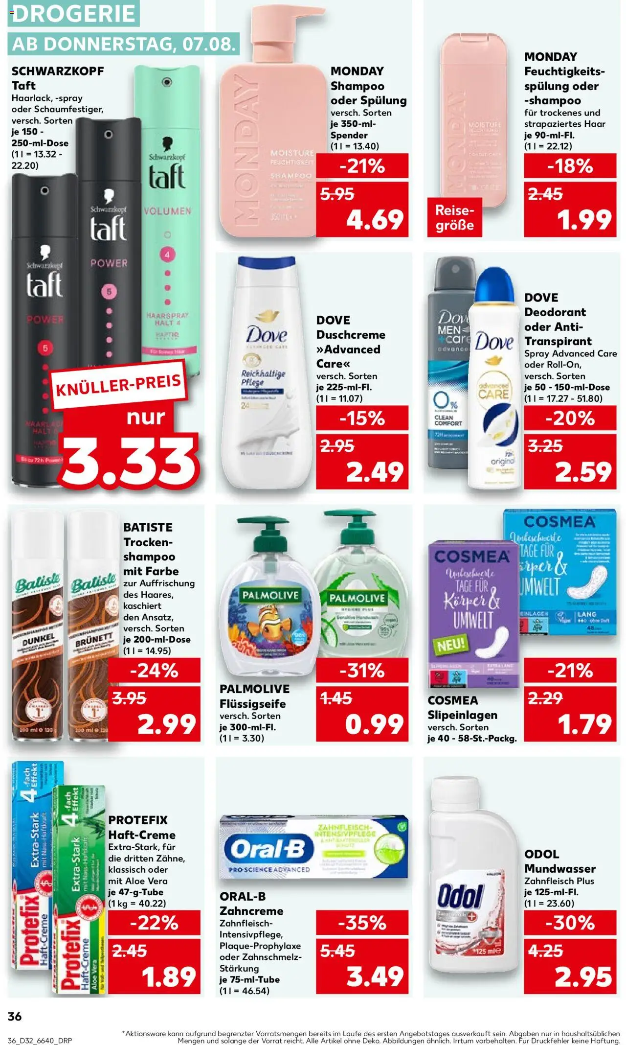 Kaufland prospekt Speyer	 - gültig ab dem 07.08.2025 | Seite: 36 | Produkte: Spülung, Haarspray, Deodorant, Mundwasser
