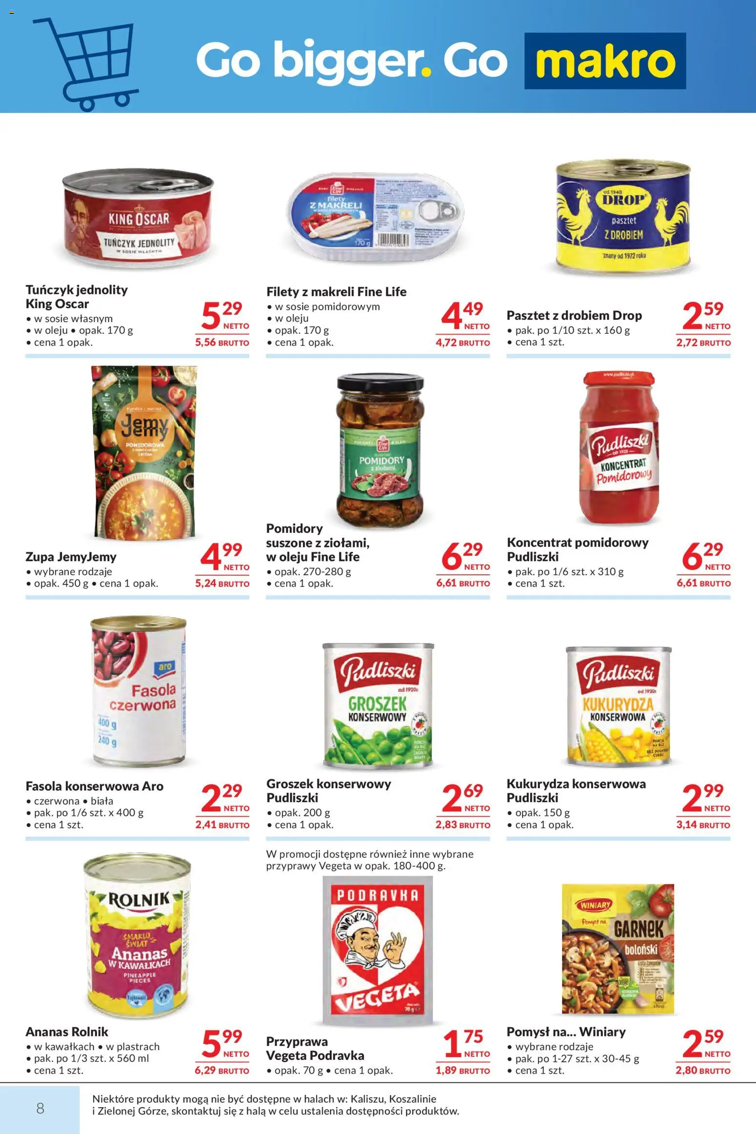 Makro gazetka od 14.04.2026 | Strona: 8 | Produkty: Groszek, Pomidory suszone, Zupa, Pomidory