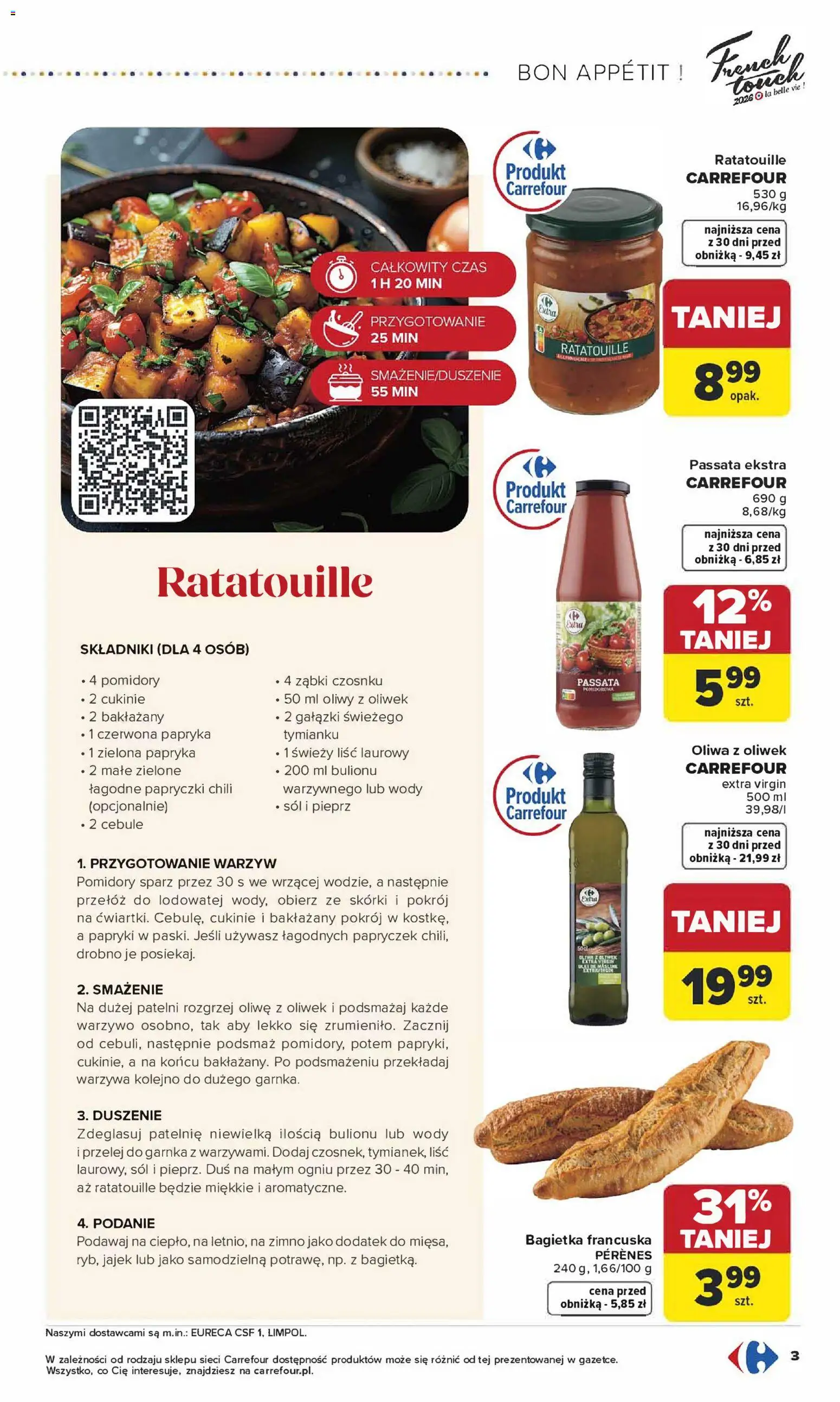 Carrefour gazetka - Bon appétit! od 13.04.2026 | Strona: 3 | Produkty: Oliwa z oliwek, Patelnie, Warzywa, Pieprz