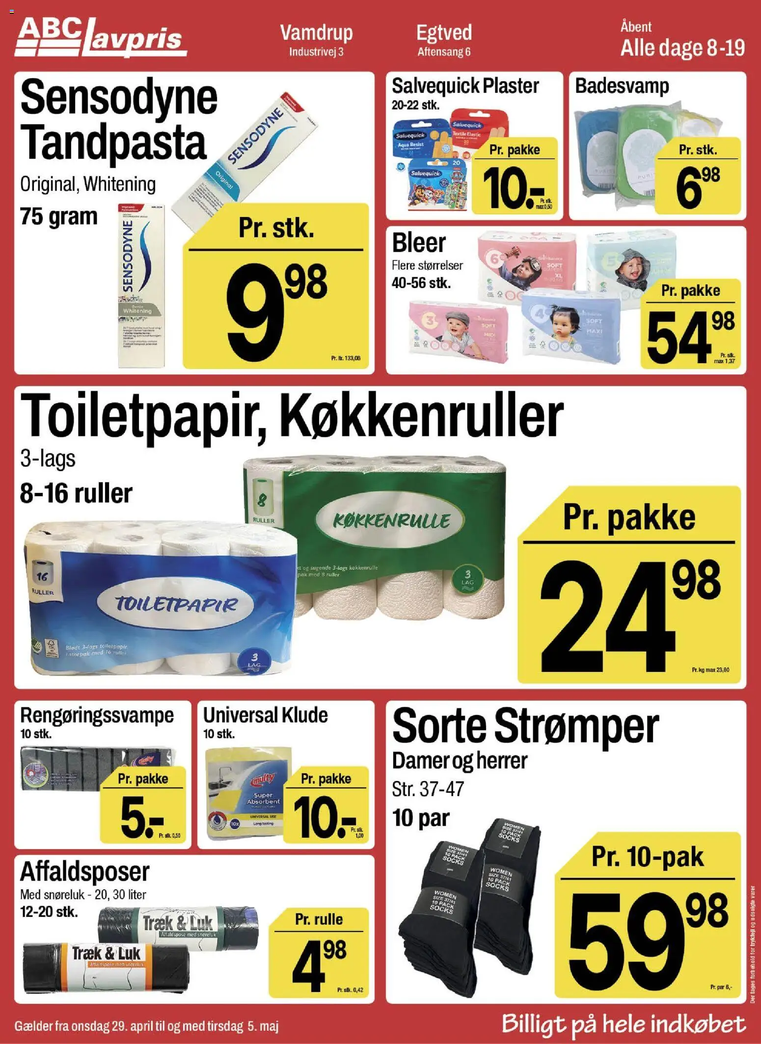 Abc Lavpris tilbudsavis – gyldig fra 29.04.2026 | Side: 15 | Produkter: Tandpasta, Strømper